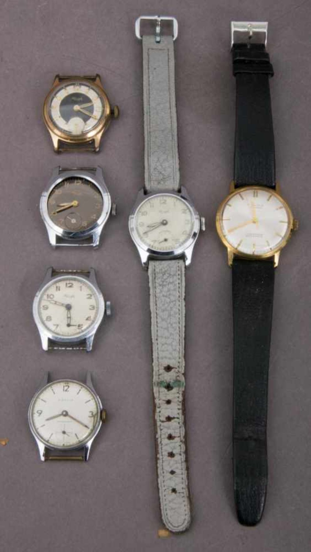 6teiliges Konvolut versch. KIENZLE-Herrenarmbanduhren der 1950er/60er & 70er Jahre. Versch. Modelle,