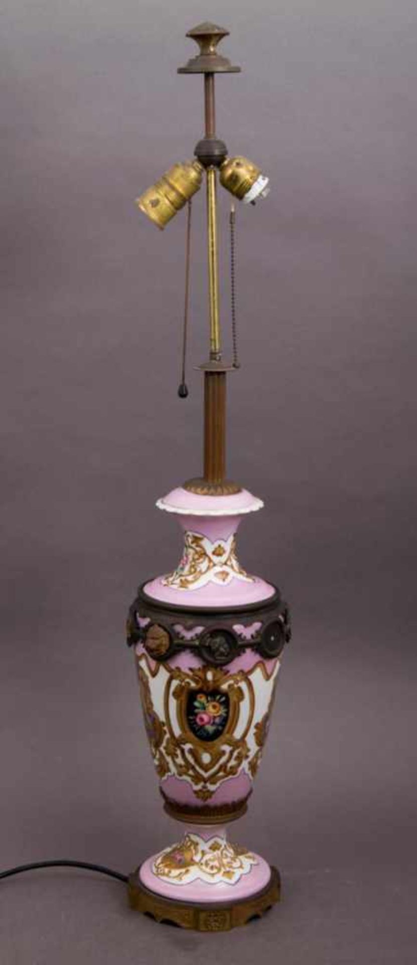 Prachtvoller Tischlampenfuß der "Belle Epoque"/Historismus um 1870/90, Polychrom staffiertes - Bild 5 aus 8