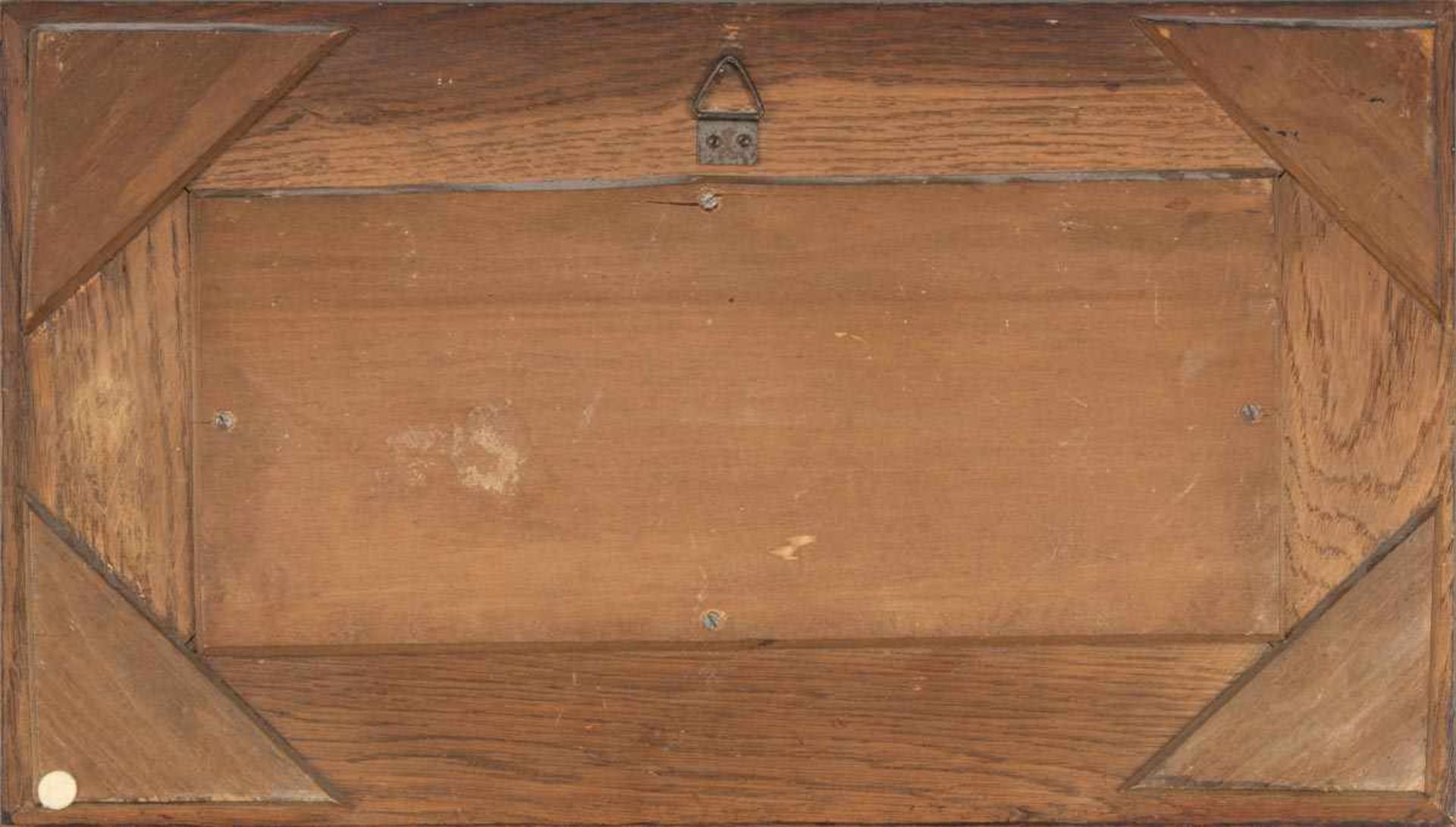 Gerahmte Kachel in Delfter Manier, um 1900/20. Kachel ca. 10 x 30 cm. Rahmen beigegeben, max. - Image 4 of 4