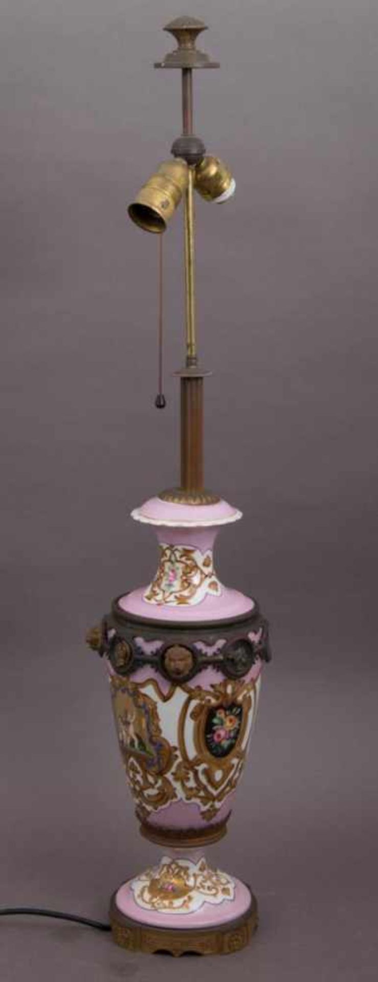 Prachtvoller Tischlampenfuß der "Belle Epoque"/Historismus um 1870/90, Polychrom staffiertes - Bild 4 aus 8