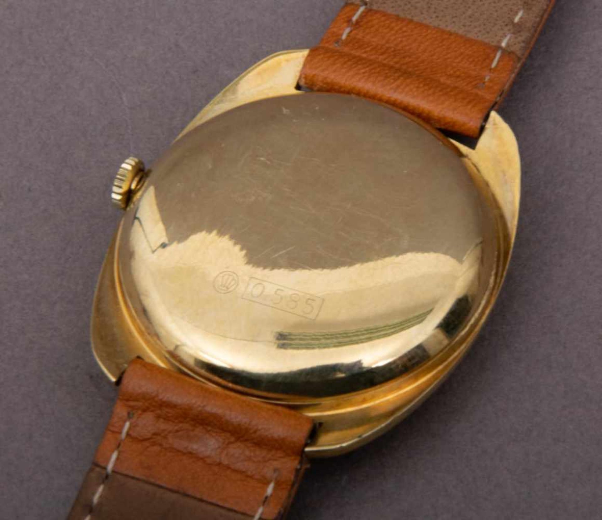 BIFORA AUTOMATIK Herrenarmbanduhr der 1960er/70er Jahre. Zentrale Sekunde & Datumsanzeige, 585er - Bild 3 aus 4