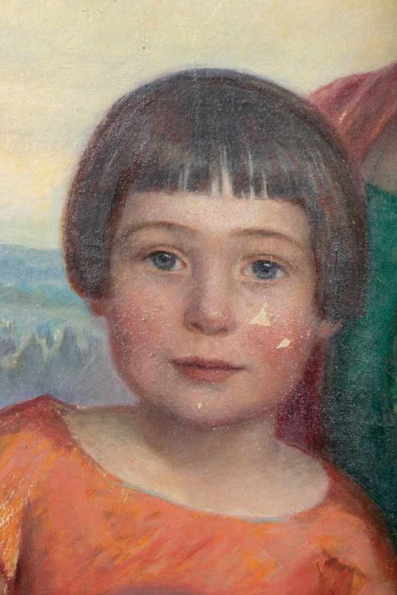 Großes "Mutter & Tochter"-Porträt. Gemälde, Öl auf Leinwand ca. 102 x 84 cm, signiert unten - Bild 7 aus 8