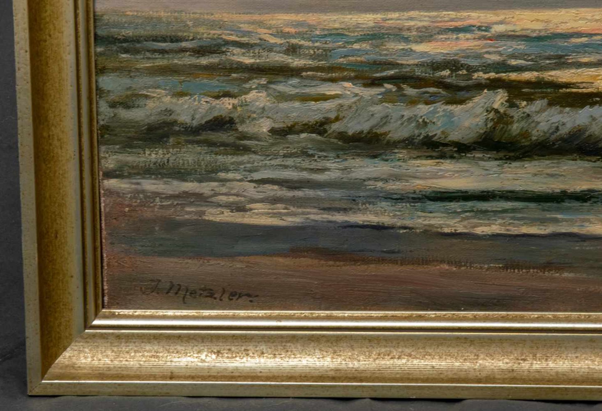 "Küstensegler", Gemälde, Öl auf Leinwand, signiert J. Metzler = Jan Metzler, dt. Maler, tätig 1. - Image 3 of 5