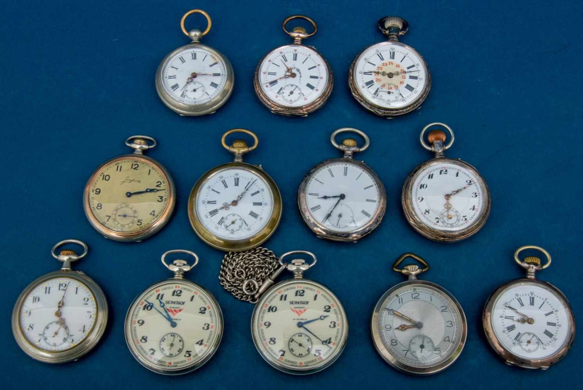 13teiliges Konvolut Taschenuhren, teilweise Silber, ungeprüft, versch. Alter, Größen, - Bild 6 aus 8