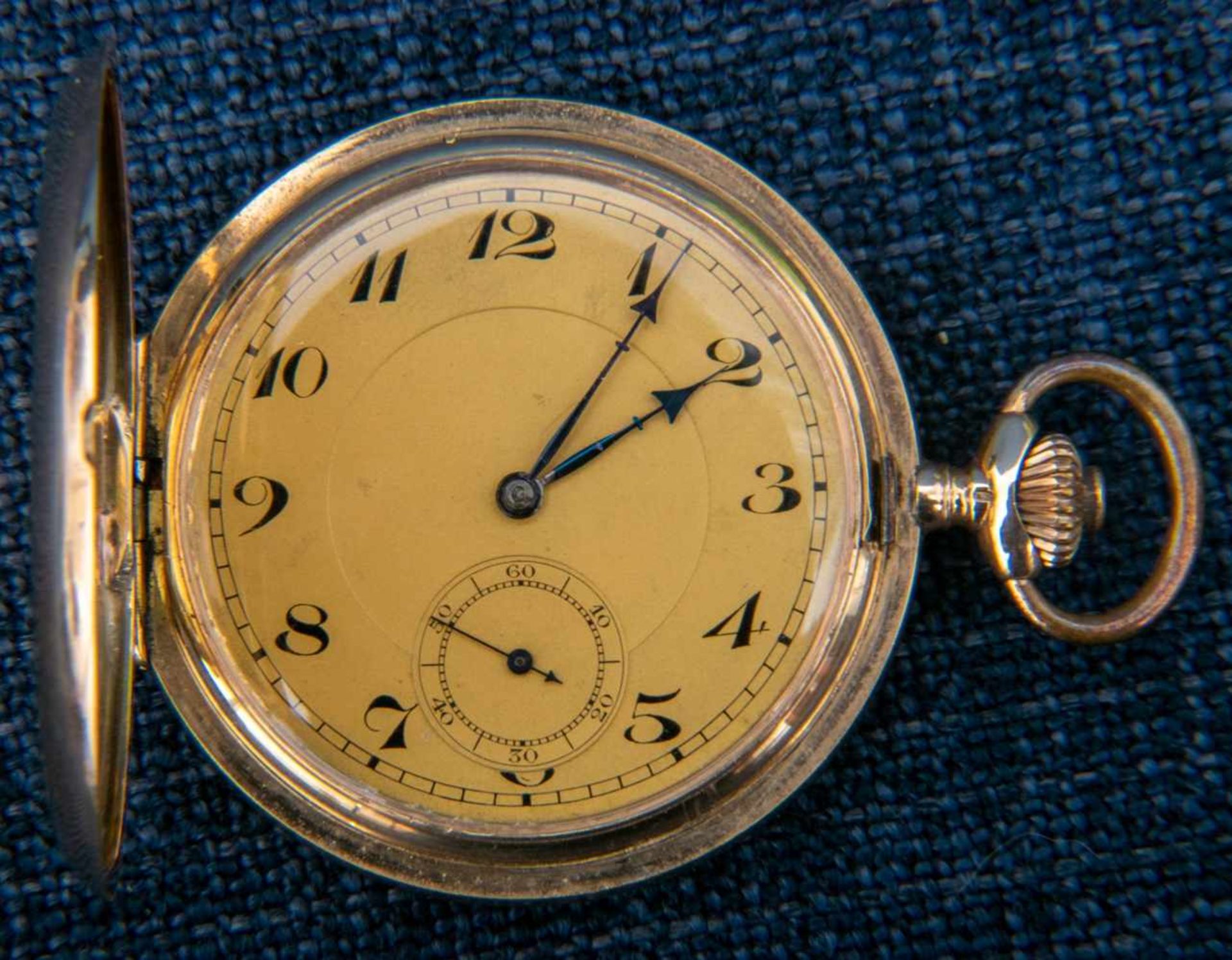 Savonette Herrentaschenuhr der POSTALA Watch Co., Schweiz um 1900/20, flaches 14K Gelbgoldgehäuse,