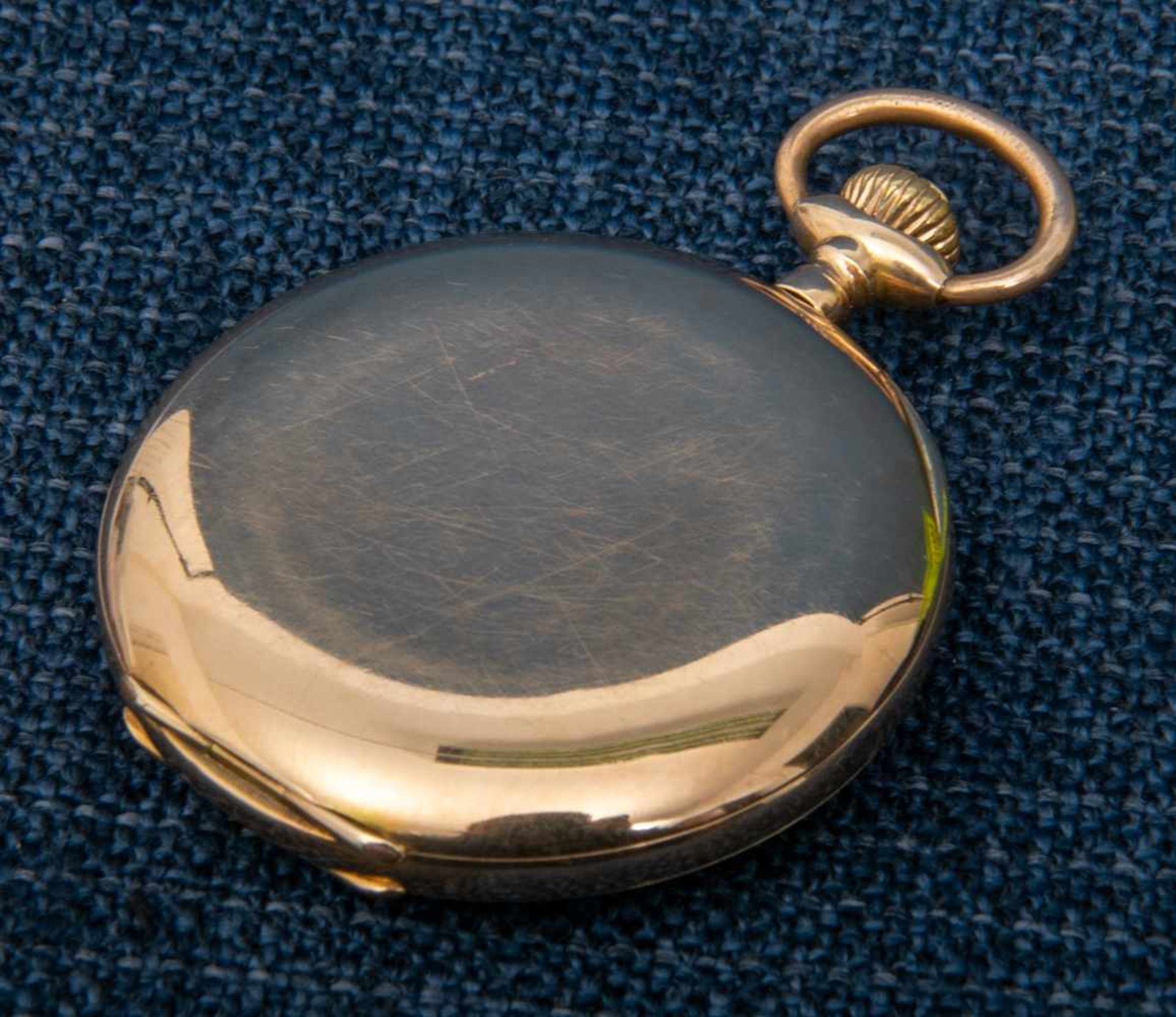 "UNION HORLOGERE" - Savonette Herrentaschenuhr um 1900/20, 585er Gelbgoldgehäuse mit ligiertem - Bild 3 aus 8