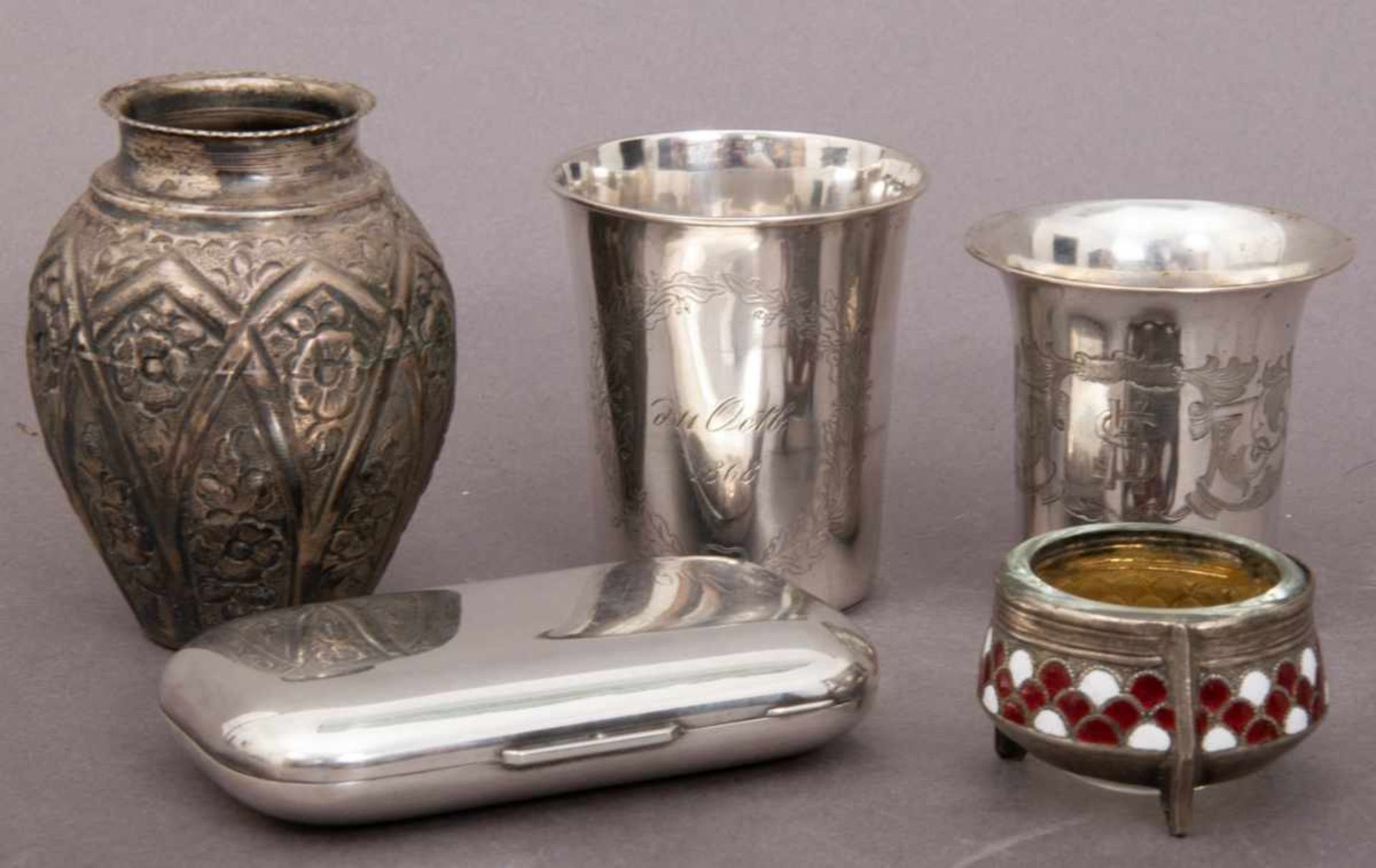 8teiliges Konvolut antiker Kleinigkeiten, teilweise Silber. Versch. Alter, Größen, Materialien, - Bild 4 aus 7