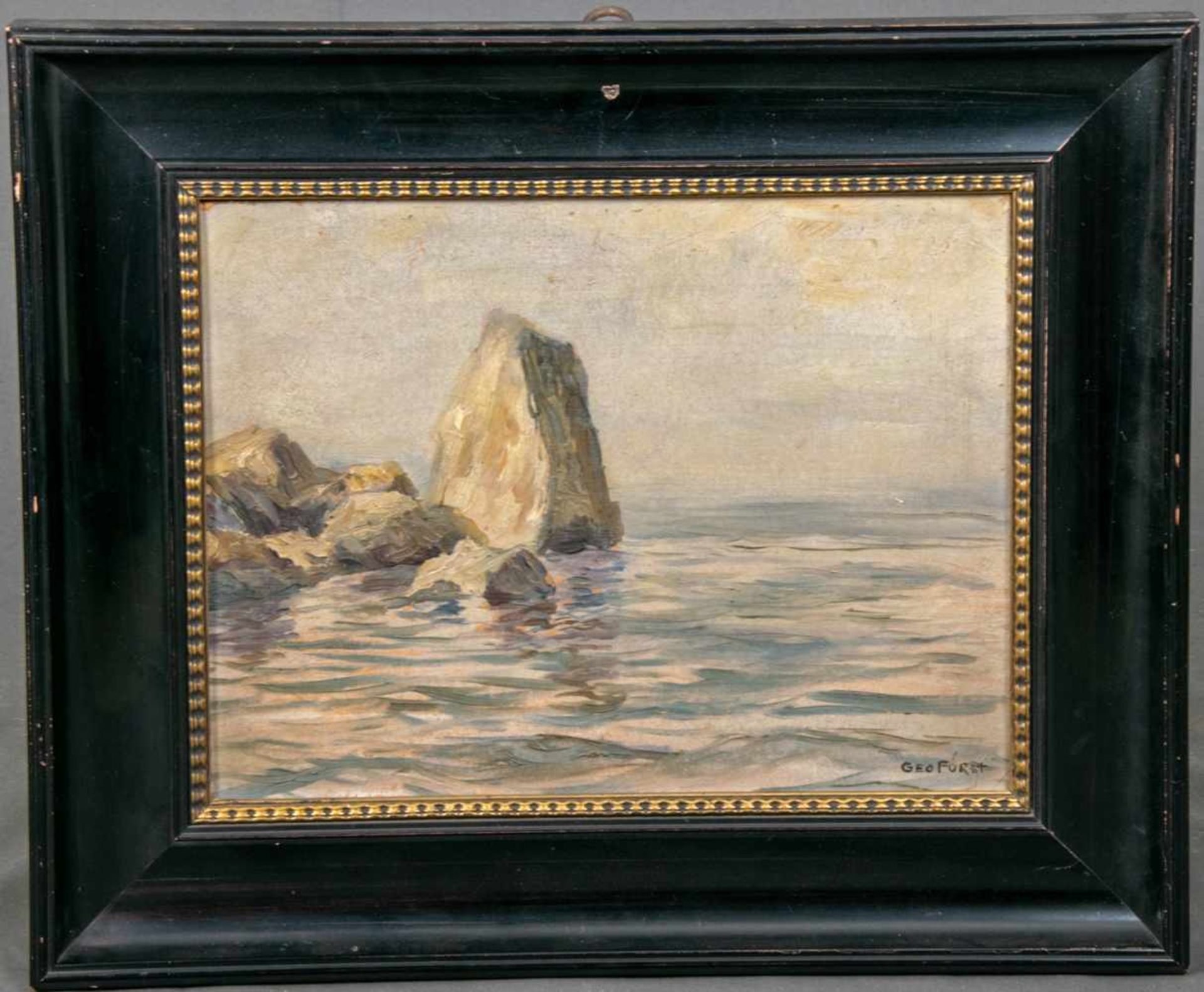 "Felsenküste". Gemälde, Öl auf Leinwand ca. 29 x 38 cm, signiert Geo Fürst (Nürnberg 1888 - 1964