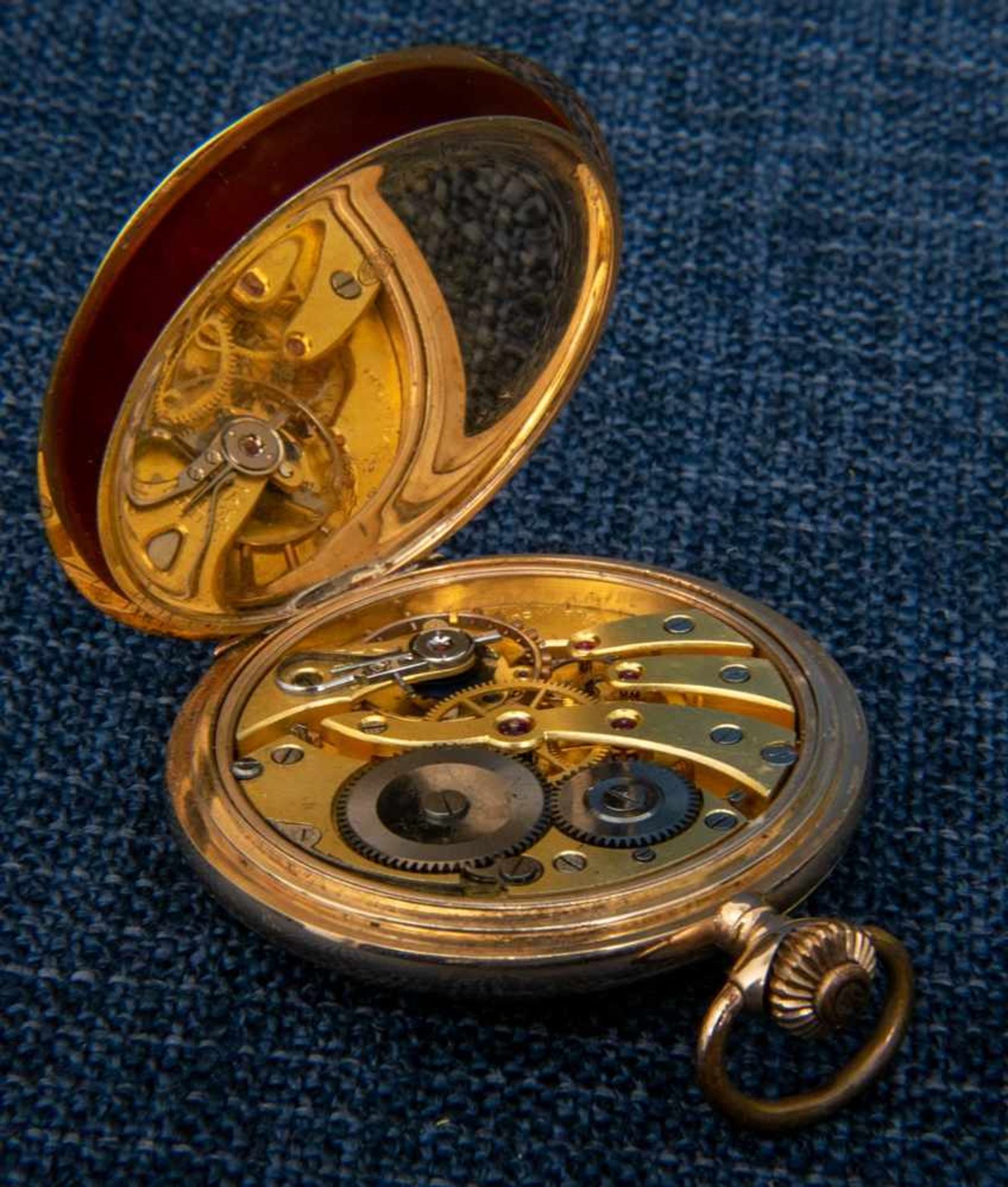 Savonette Herrentaschenuhr der POSTALA Watch Co., Schweiz um 1900/20, flaches 14K Gelbgoldgehäuse, - Bild 3 aus 6