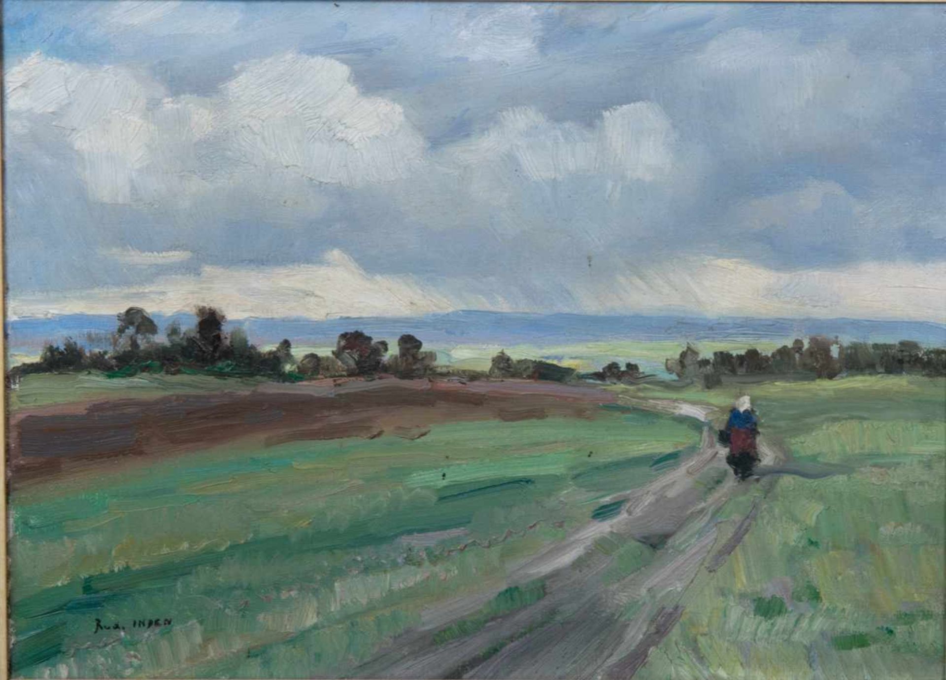 "Bäuerin der Eifel auf dem Heimweg" - Gemälde, Öl auf Leinwand, ca. 30 x 40 cm, signiert "Rudi - Bild 2 aus 6