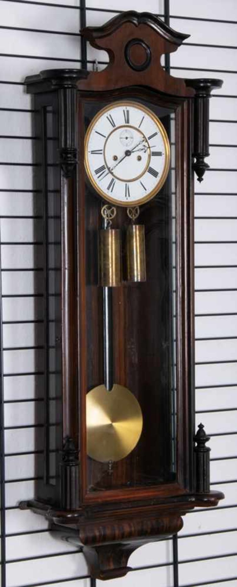 Wiener Regulator, 2gewichtiges Uhrwerk, 19. Jhd. Langpendel, Gehäuse in Nussbaum, Höhe ü. A. ca. 108 - Bild 5 aus 10
