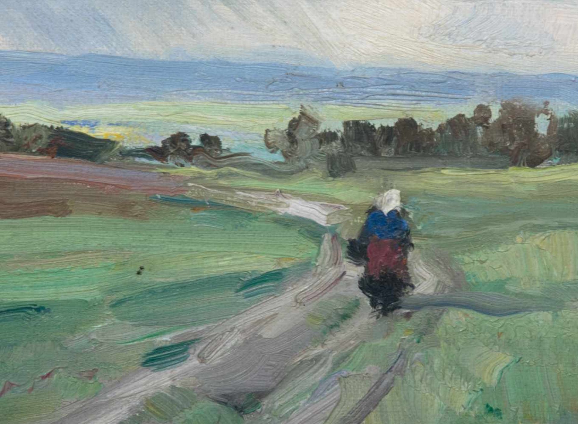 "Bäuerin der Eifel auf dem Heimweg" - Gemälde, Öl auf Leinwand, ca. 30 x 40 cm, signiert "Rudi - Bild 3 aus 6