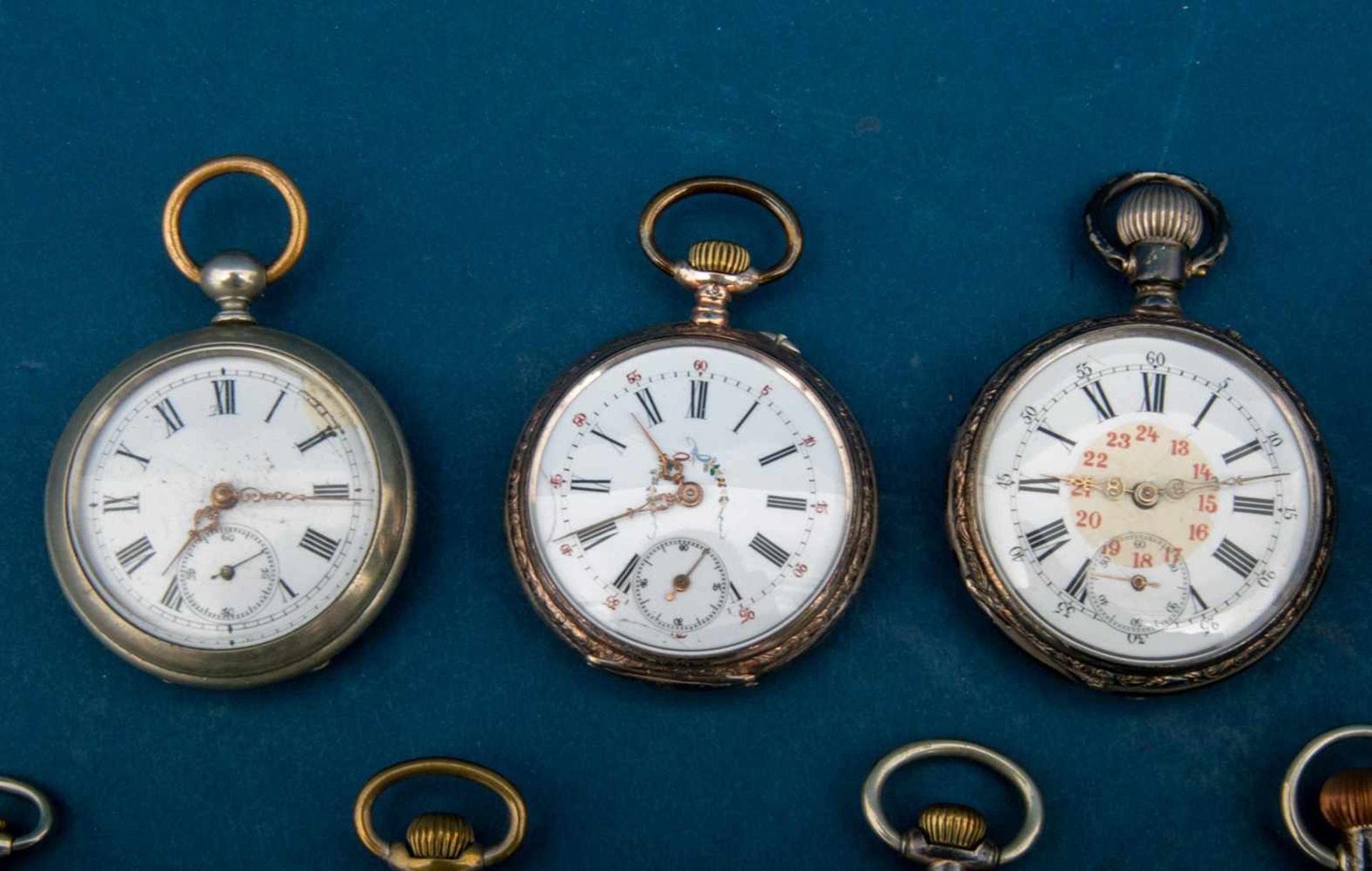 13teiliges Konvolut Taschenuhren, teilweise Silber, ungeprüft, versch. Alter, Größen, - Bild 4 aus 8