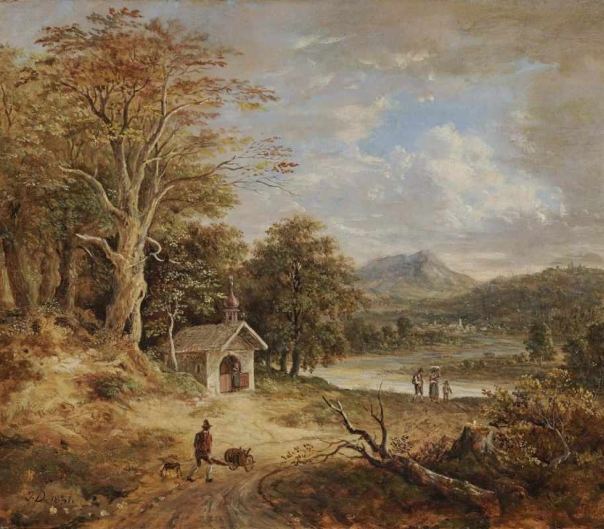 Dorner d. J., Johann Jakob1775 München - 1852 ebendaFlusslandschaft im Vorgebirge mit Waldkapelle