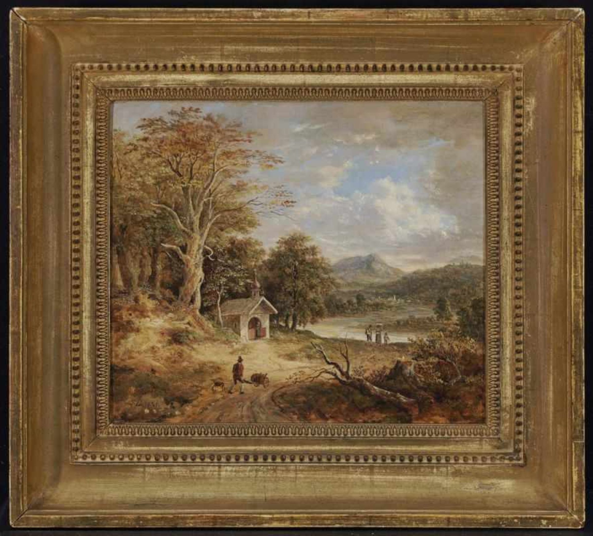 Dorner d. J., Johann Jakob1775 München - 1852 ebendaFlusslandschaft im Vorgebirge mit Waldkapelle - Bild 2 aus 2