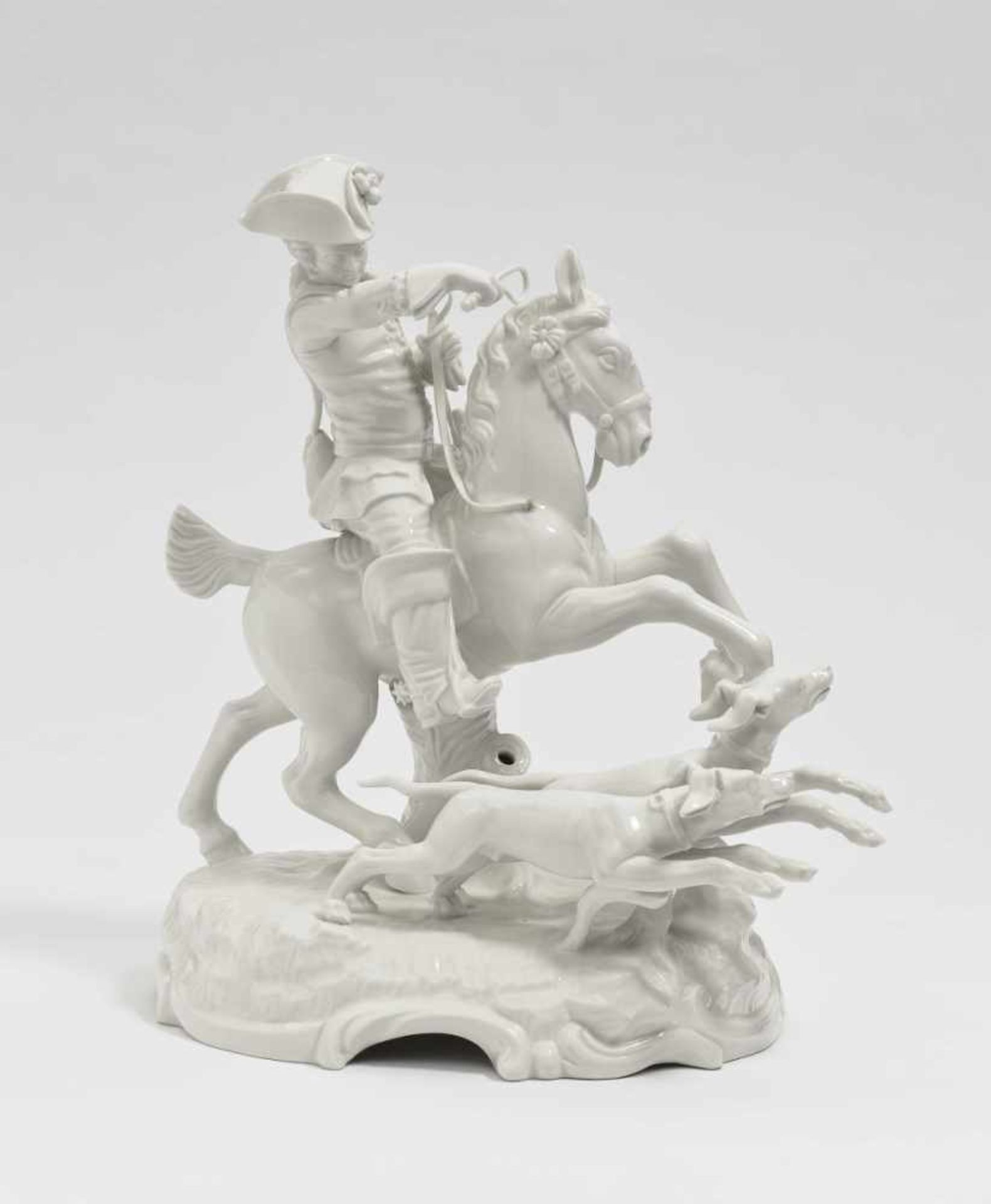 Reiter mit JagdhundenNymphenburg, nach Frankenthaler Modell von J. F. Lück Porzellan. Weiß. Auf