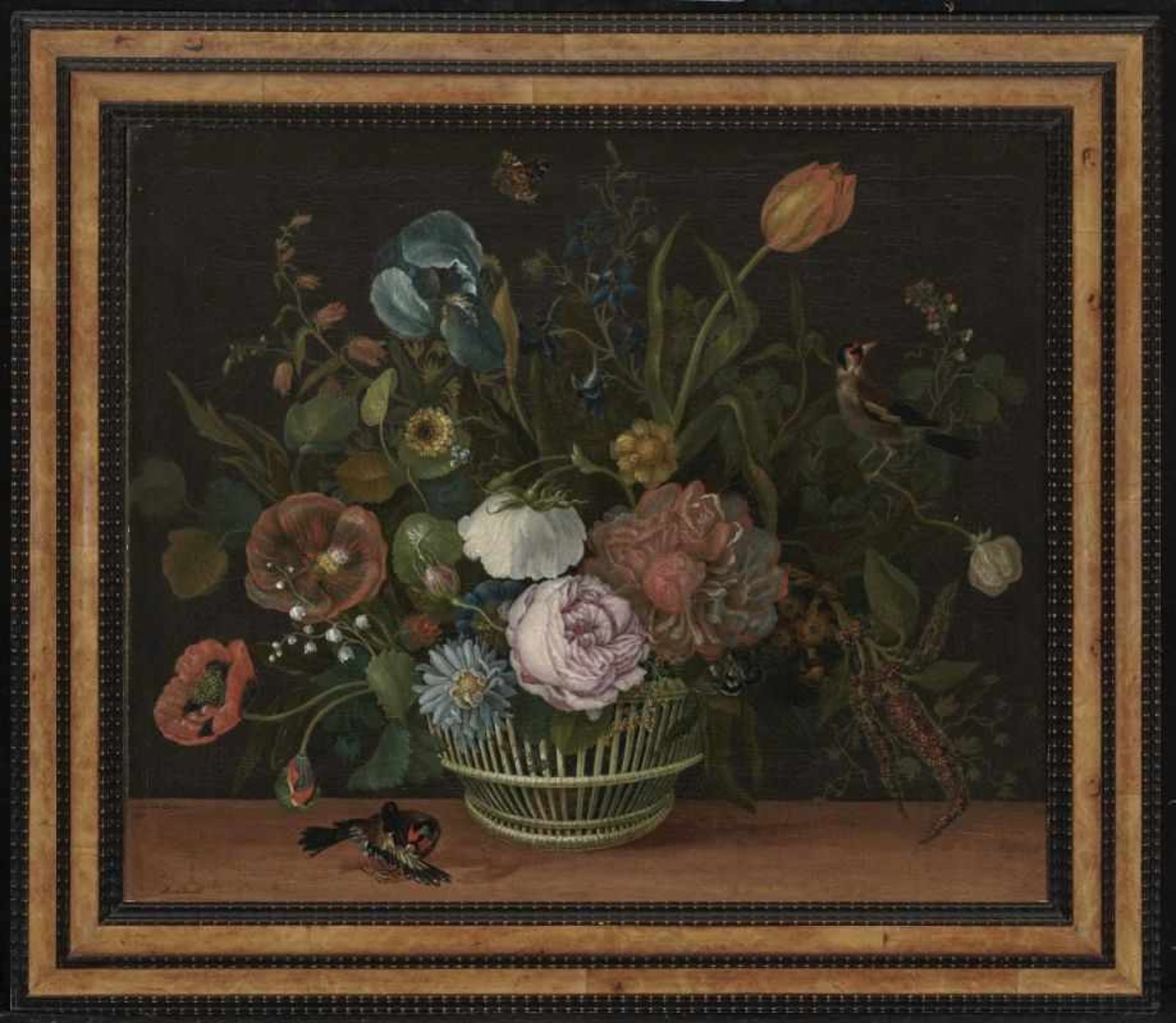 Diederich, Johan August1768 Kopenhagen - 1830 ebendaBlumenstillleben mit Insekten und VögelnL. u. - Bild 2 aus 2