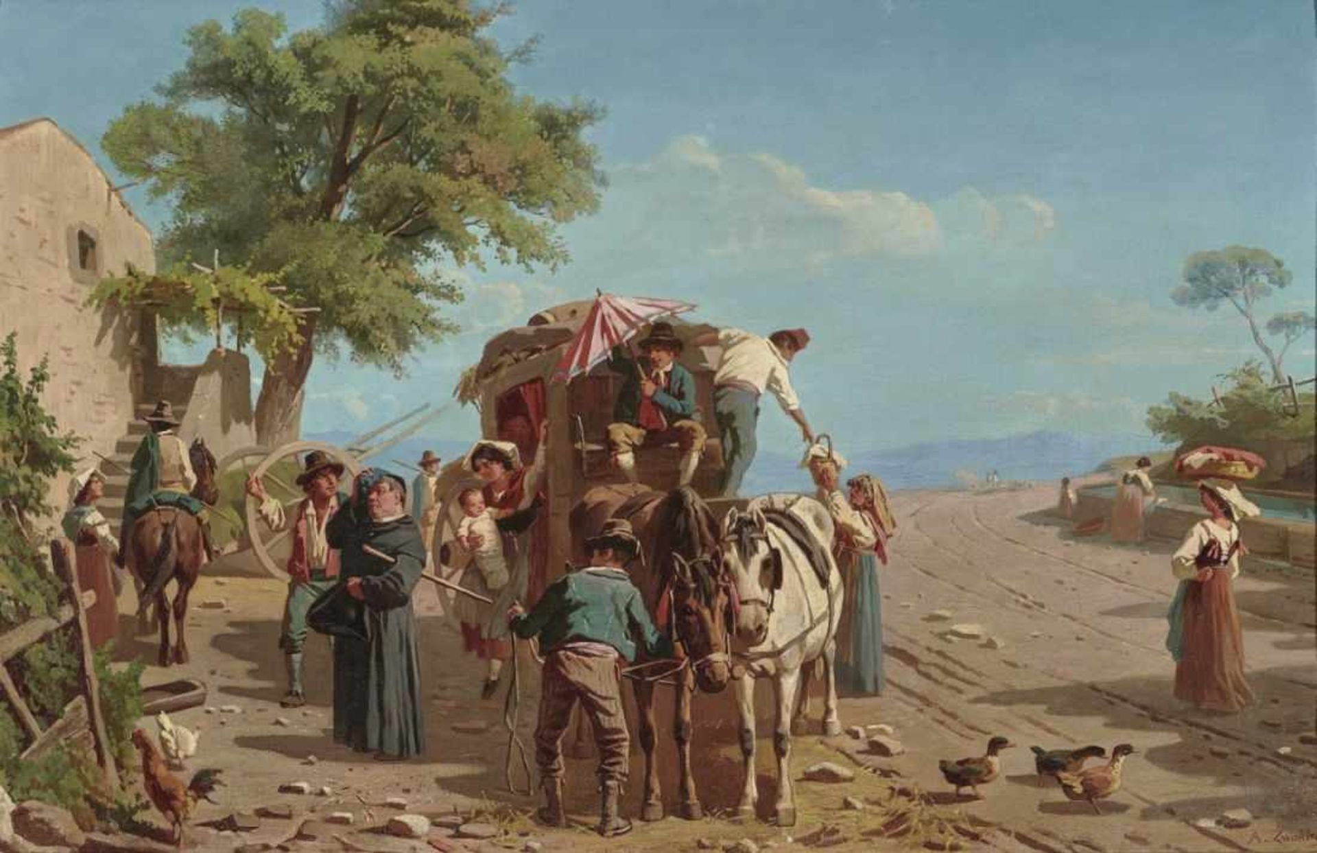 Zwahlen, André (Abraham-André)1830 Genf - 1903 VeyrierAnkunft der Reisenden in der CampagnaR. u.