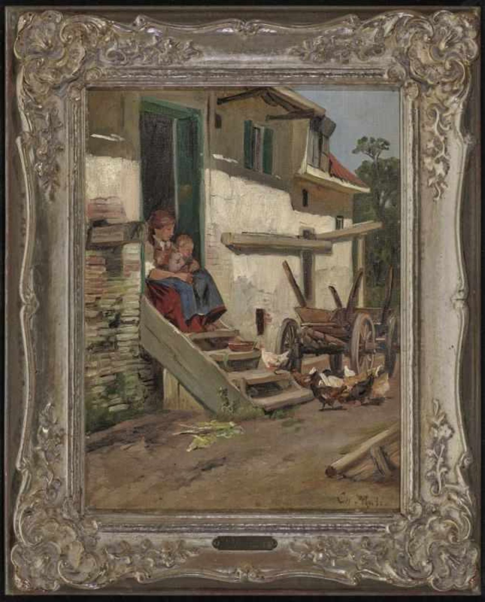 Mali, Christian1832 Broekhuizen b. Utrecht - 1906 MünchenVor dem BauernhausEine Bäuerin mit Kind auf - Bild 2 aus 2