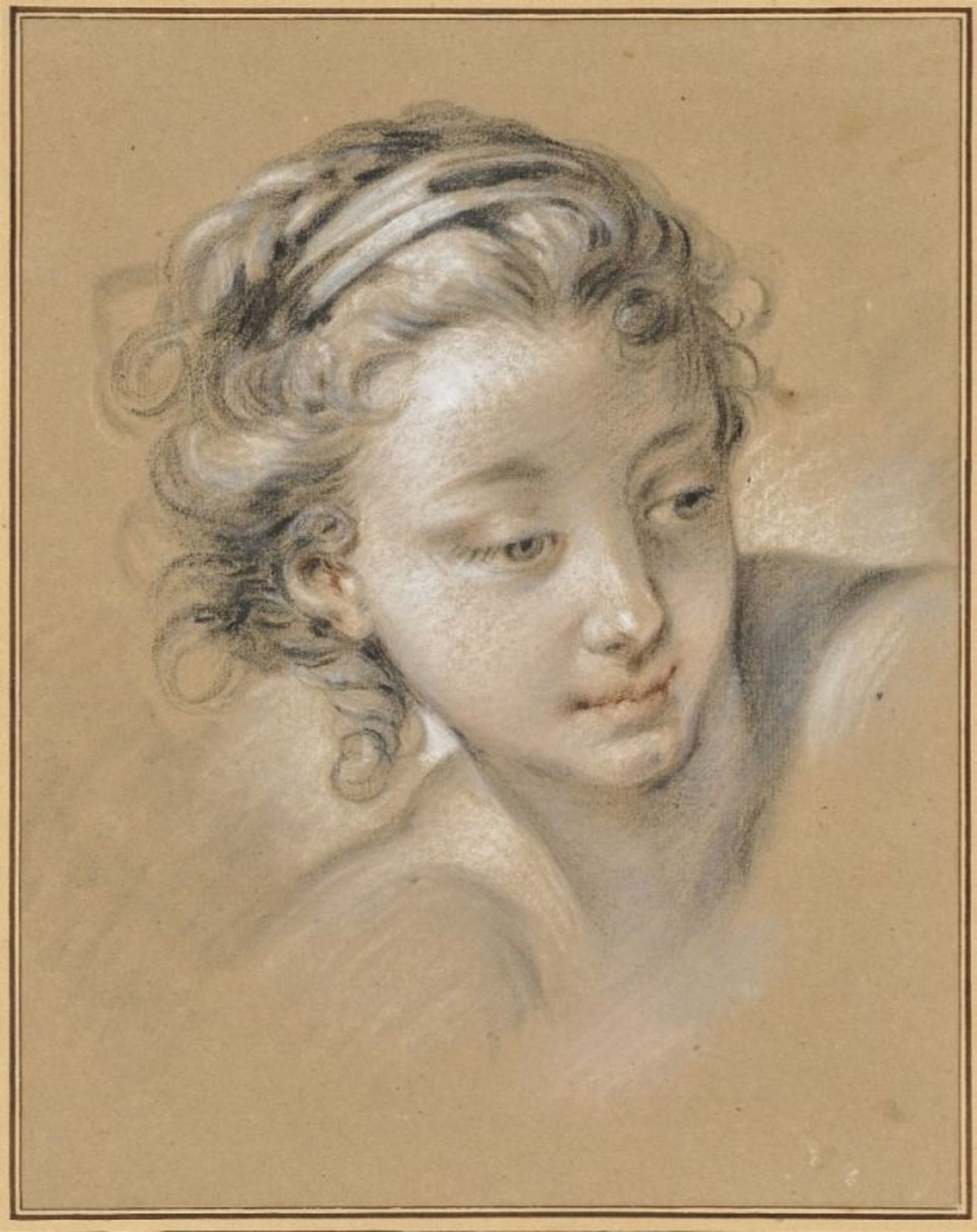 Boucher, François1703 Paris - 1770 ebendaStudie nach dem Kopf eines MädchensNach rechts gewandt, den
