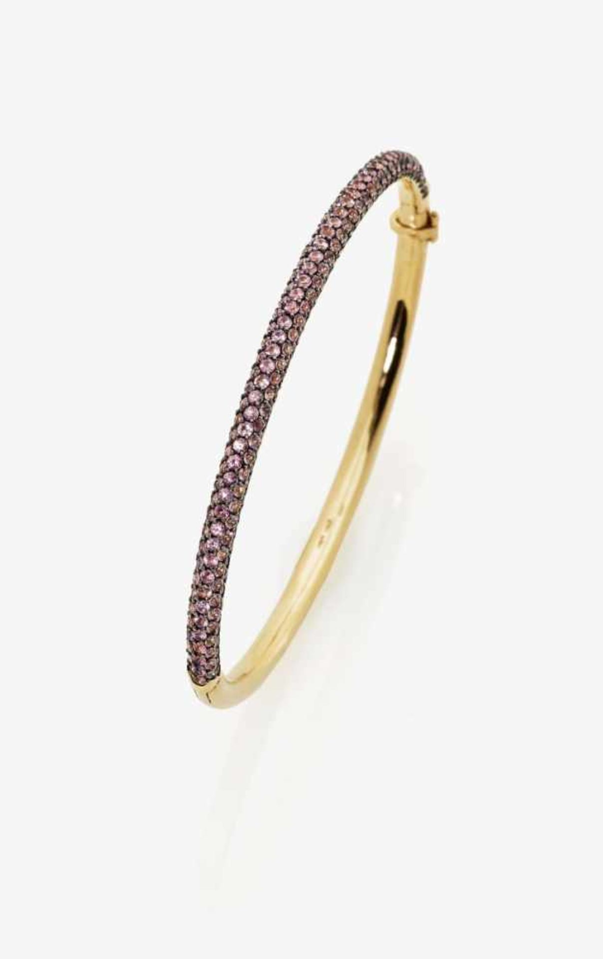 A Pink Sapphire BraceletItaly, 2000s 18K rose gold (750/-), stamped. Maker's marks. 1 very small,