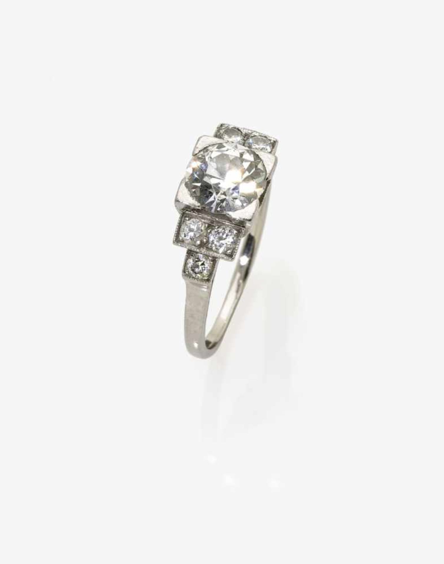 An Art Deco Diamond RingGermany, circa 1930 Platinum, tested. 1 transitional-cut diamond of circa