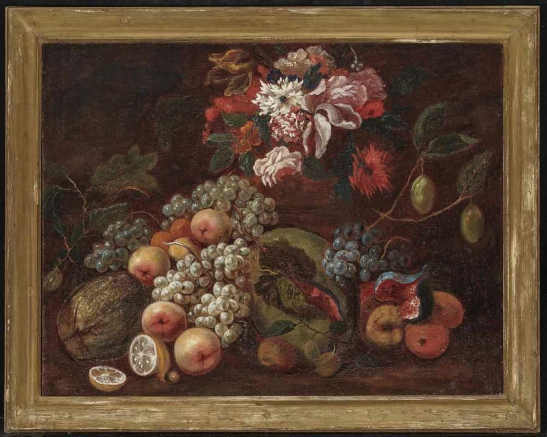 Italian School (Naples?), 17th centuryStill Life with Fruits and Flowers On the verso, old inventory - Bild 2 aus 2
