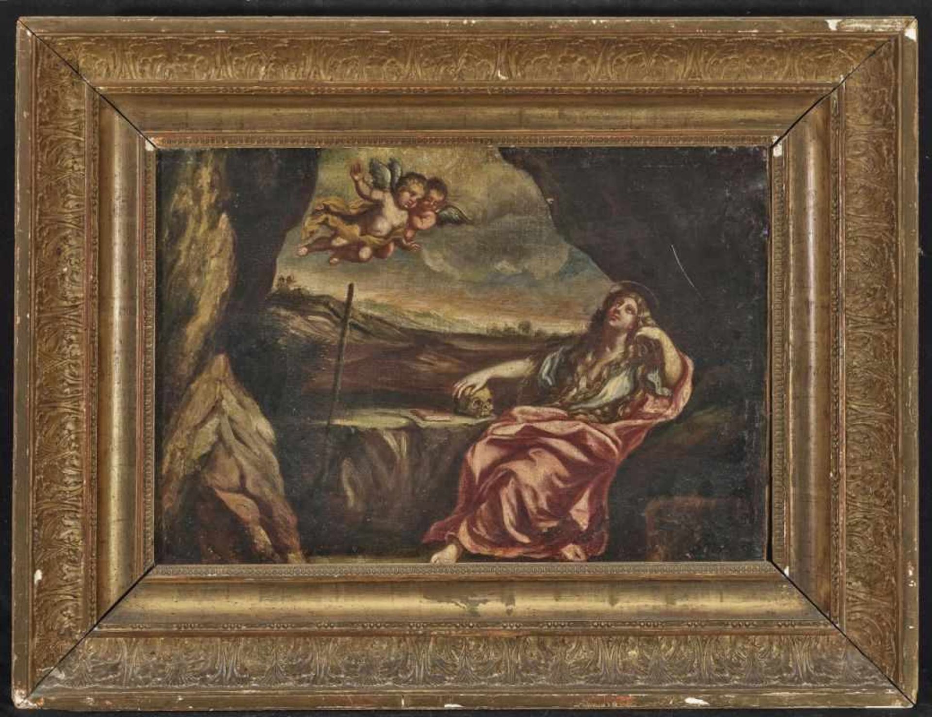 Italian School17th century The penitent Mary Magdalene Oil on canvas 47 x 62.5 cm. Relined. - Bild 2 aus 2