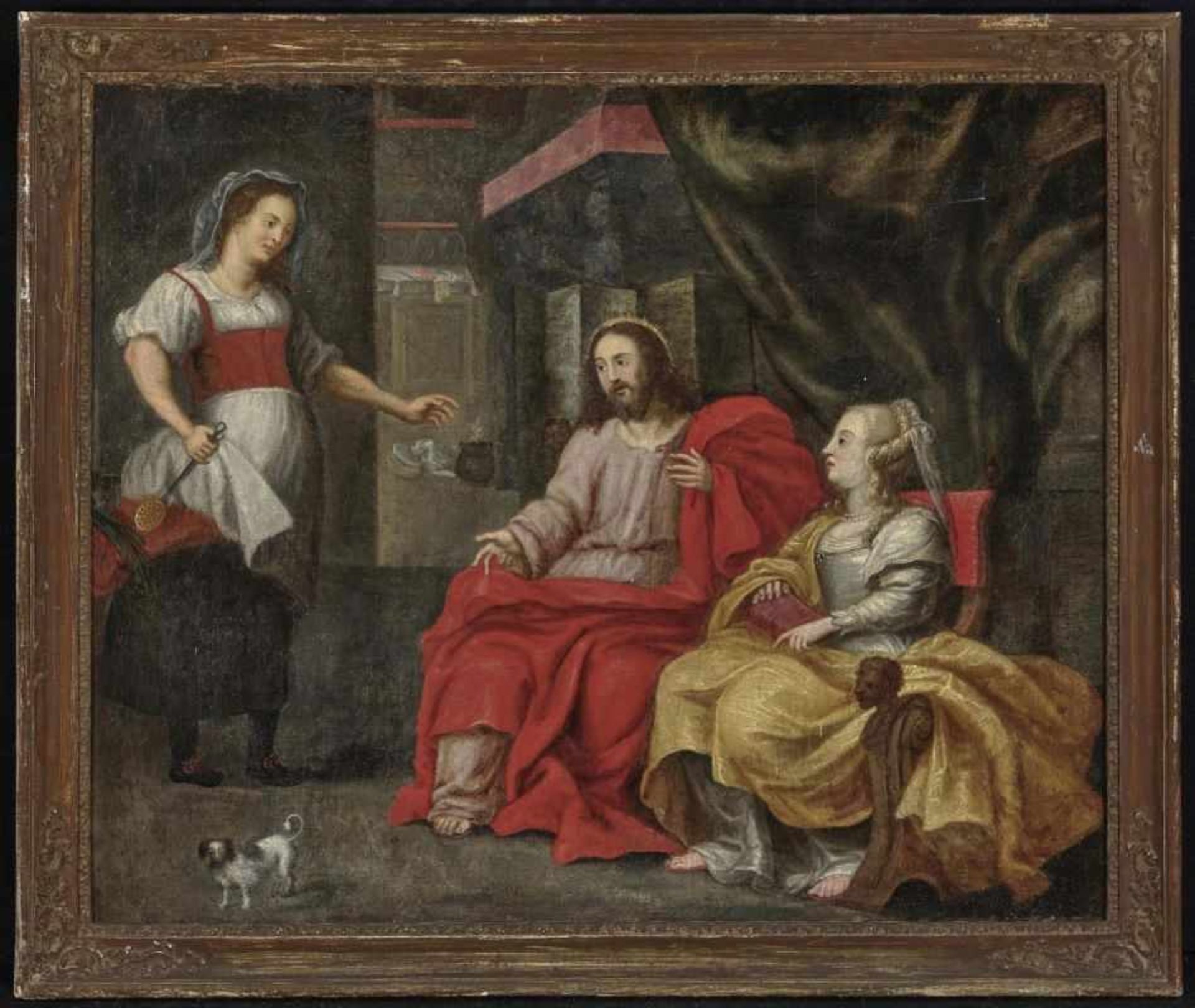 Flemish School, 17th centuryChrist in the Home of Martha and Mary Oil on canvas. 65 x 78.5 cm. - Bild 2 aus 2