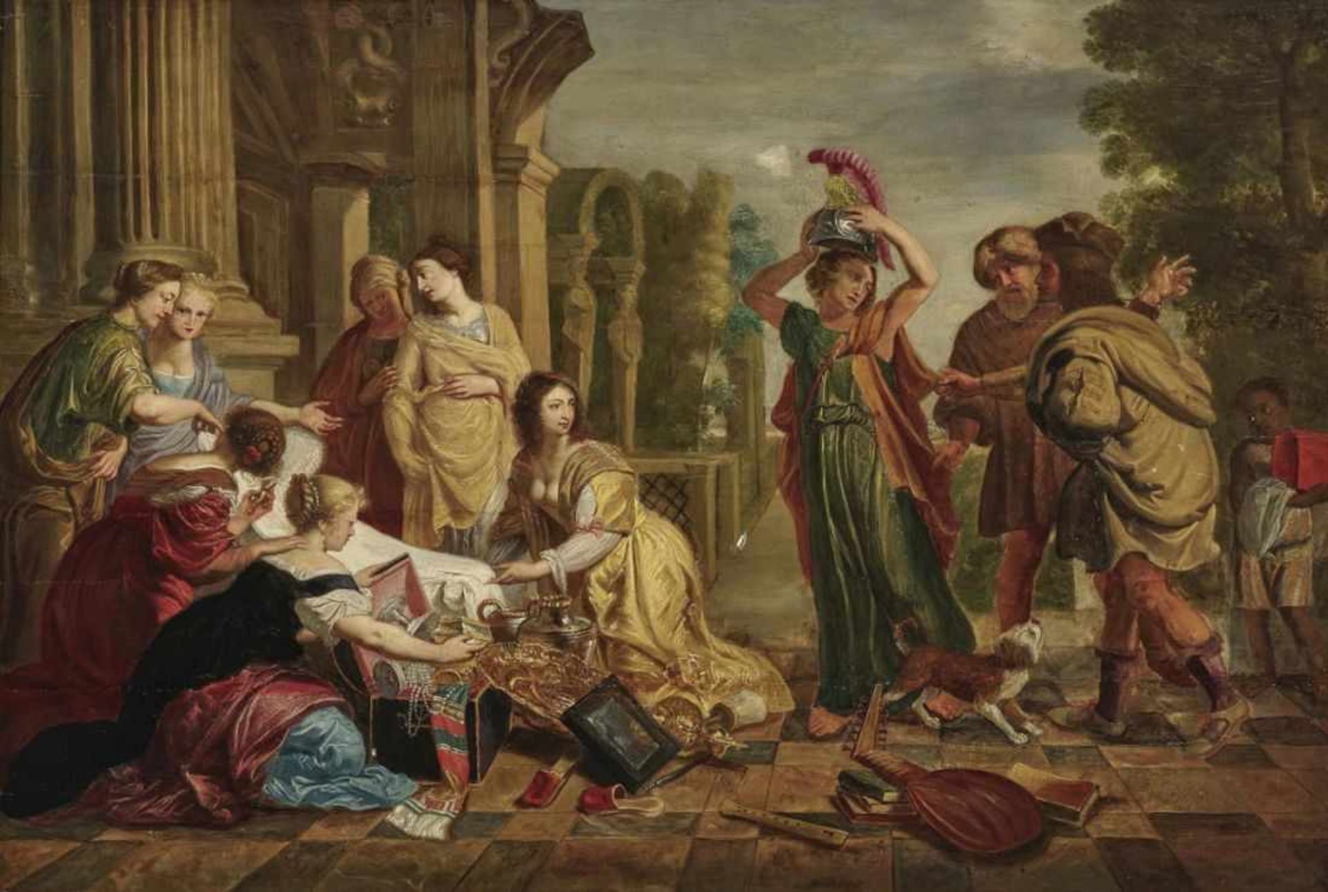 Holsteyn, CornelisAchilles Among the Daughters of Lycomedes Signed ''CHolsteyn'' lower left (under