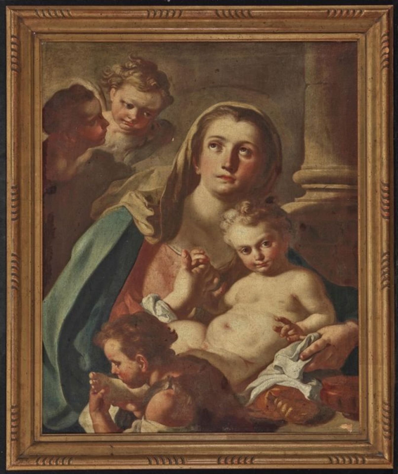 (Attributed to) Mura, Francesco deMadonna and Child and John the Baptist as a Boy Oil on canvas. - Bild 2 aus 2