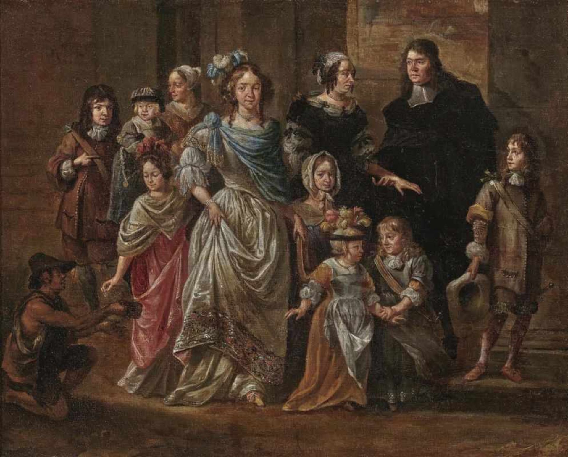 Dutch School, mid-17th centuryA Family in Their Sunday Best Oil on canvas. 41 x 51 cm. Relined.