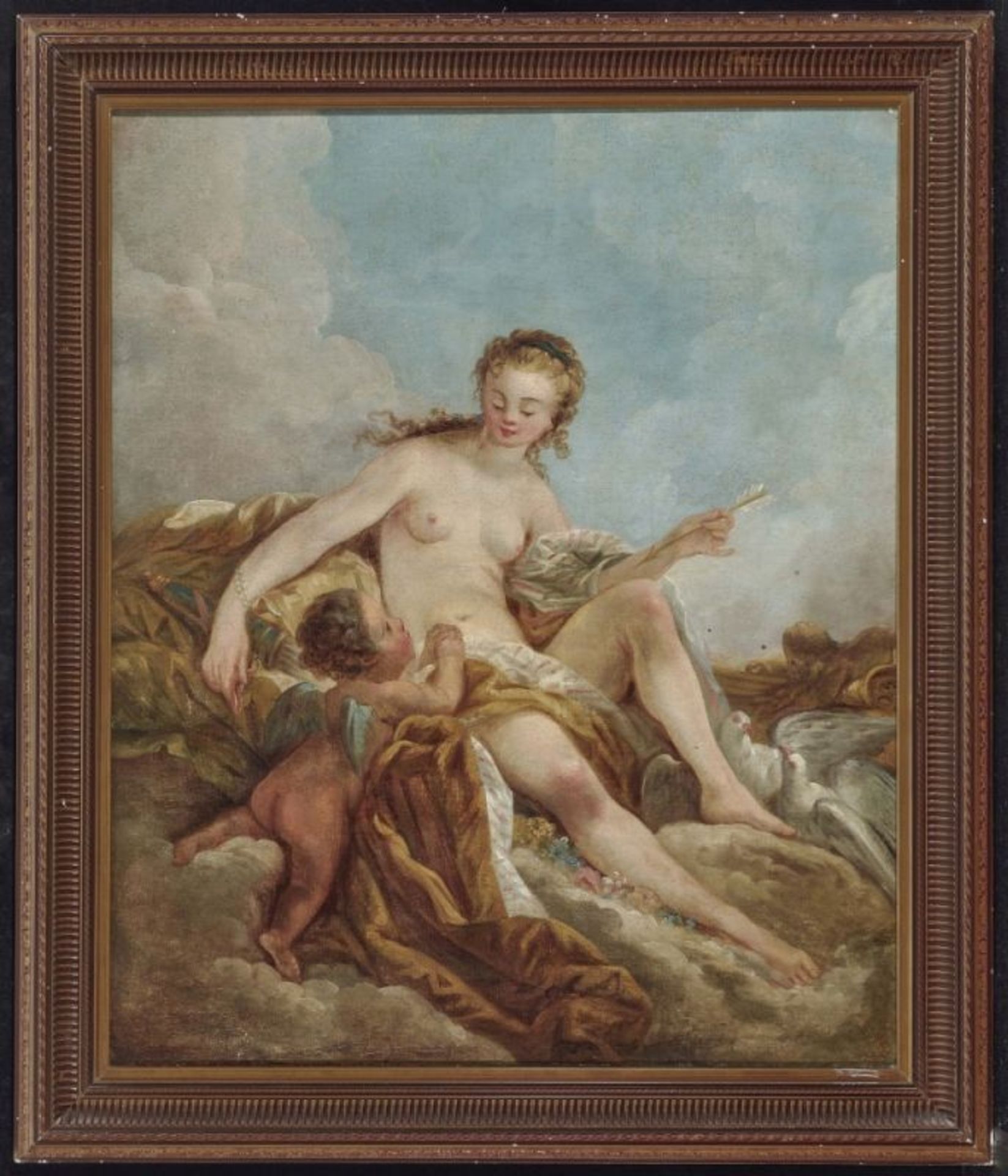 (Follower of) Boucher, FrançoisL'amour désarmé Oil on canvas. 81 x 67 cm. Relined. Restored. Minor - Bild 2 aus 2