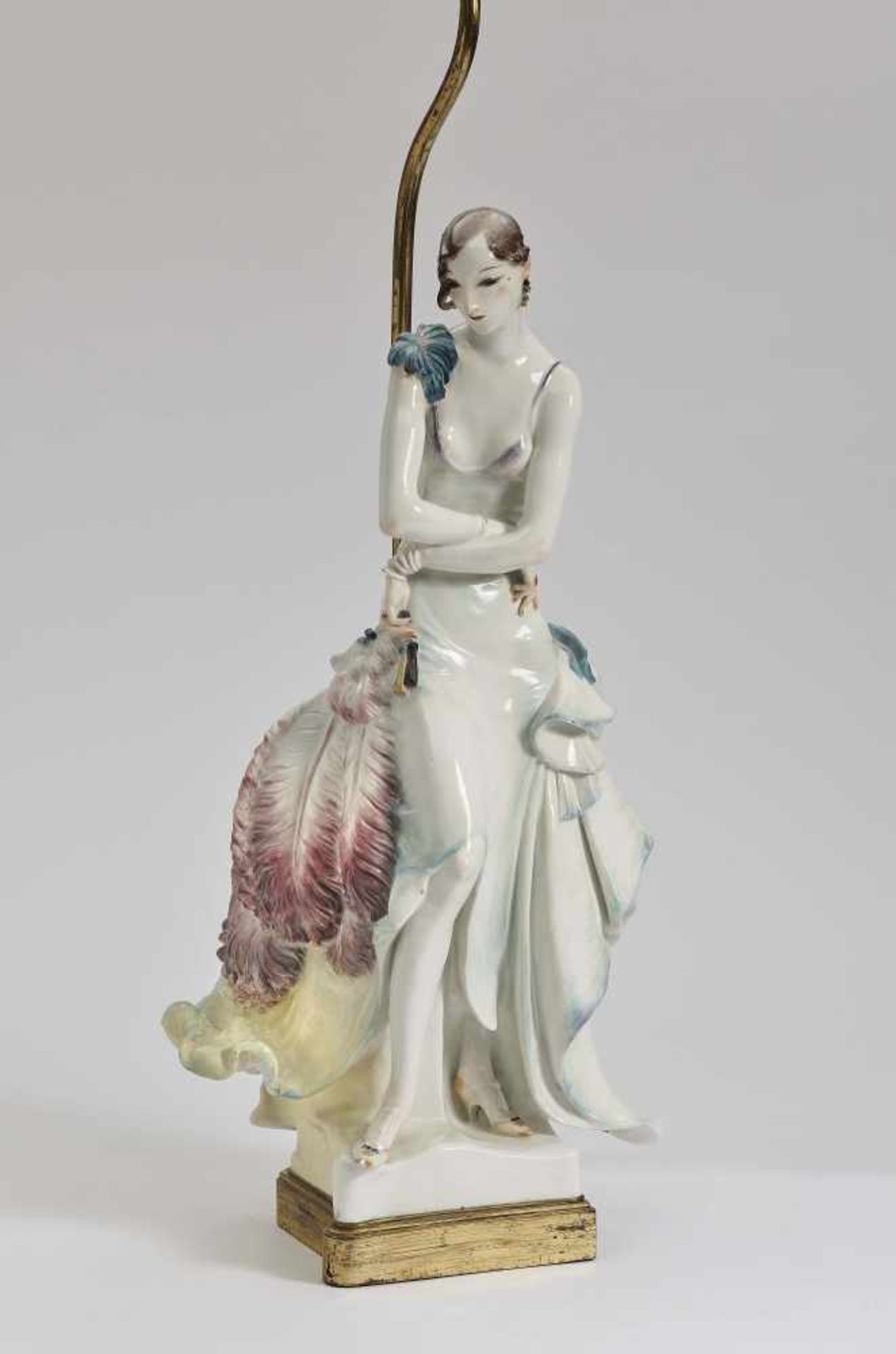 Lady with fan, mounted as a table lampMeissen, as of 1930 Porcelain, coloured underglaze painting.