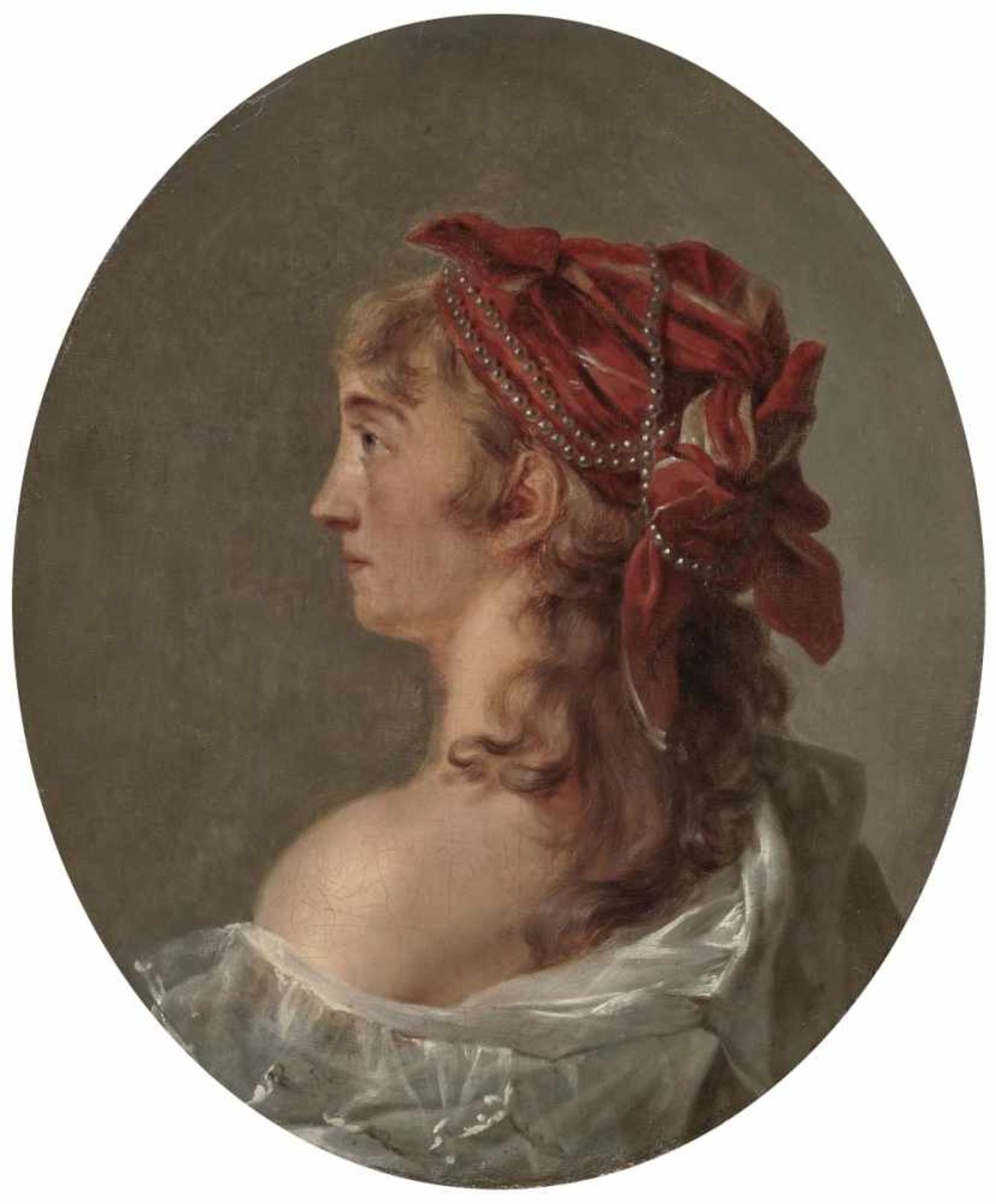 Unknown artist, 1st half of the 19th centuryA Portrait of a Lady in Profile to the Left Oil on