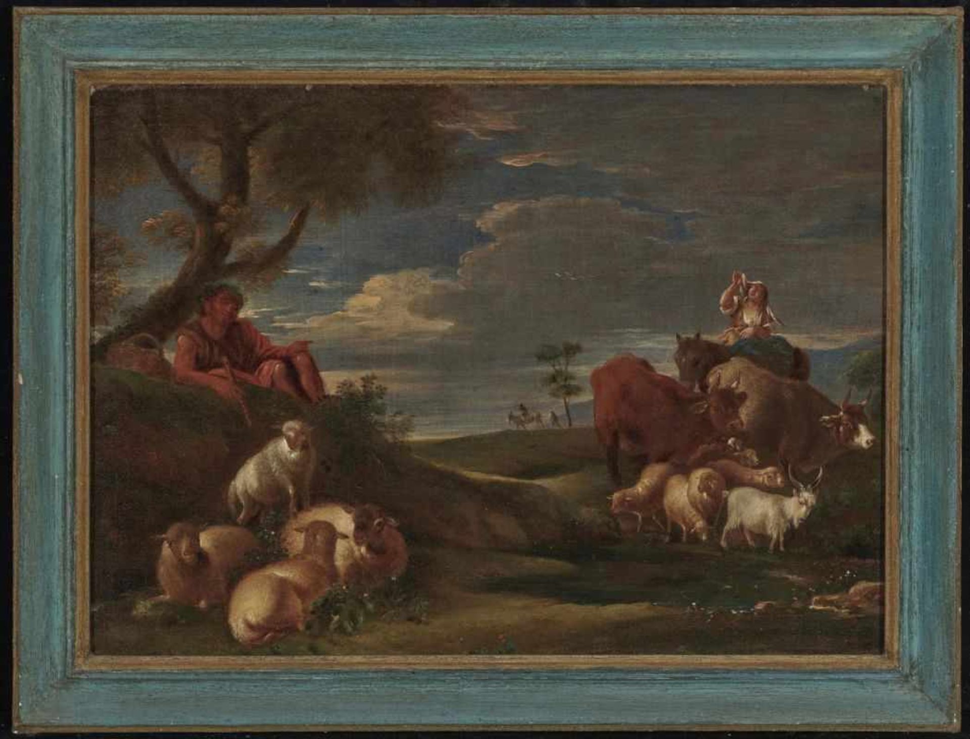 (Circle of) Roos, called Rosa da Tivoli, Philipp PeterShepherds with Cattle On the verso, old - Bild 2 aus 2