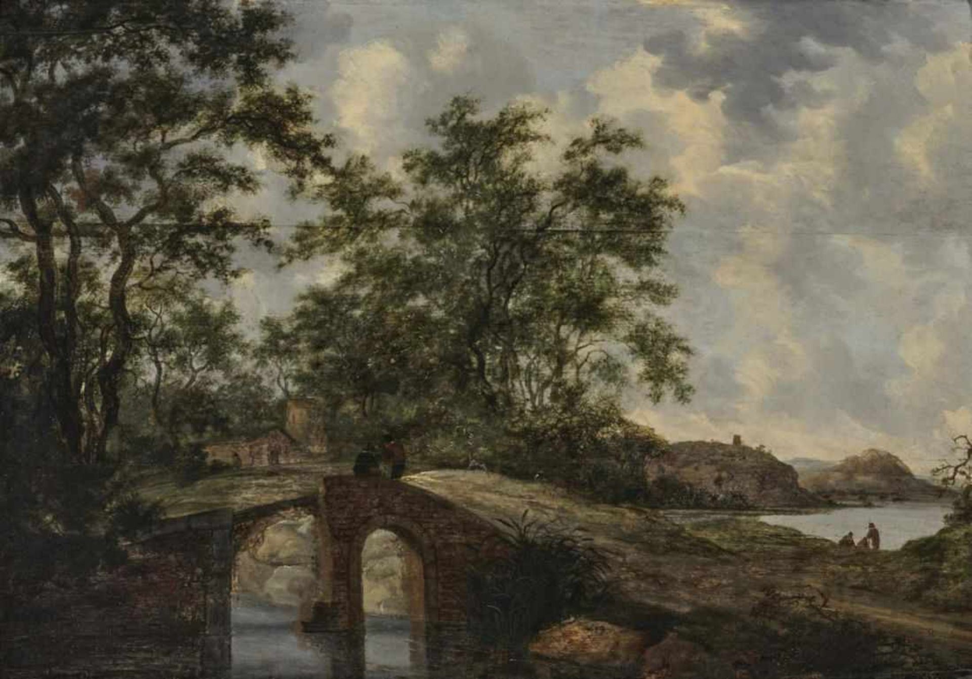 (Circle of) Goyen, Jan Josephsz. vanLandscape with Bridge and Figure Scenery Dated lower centre