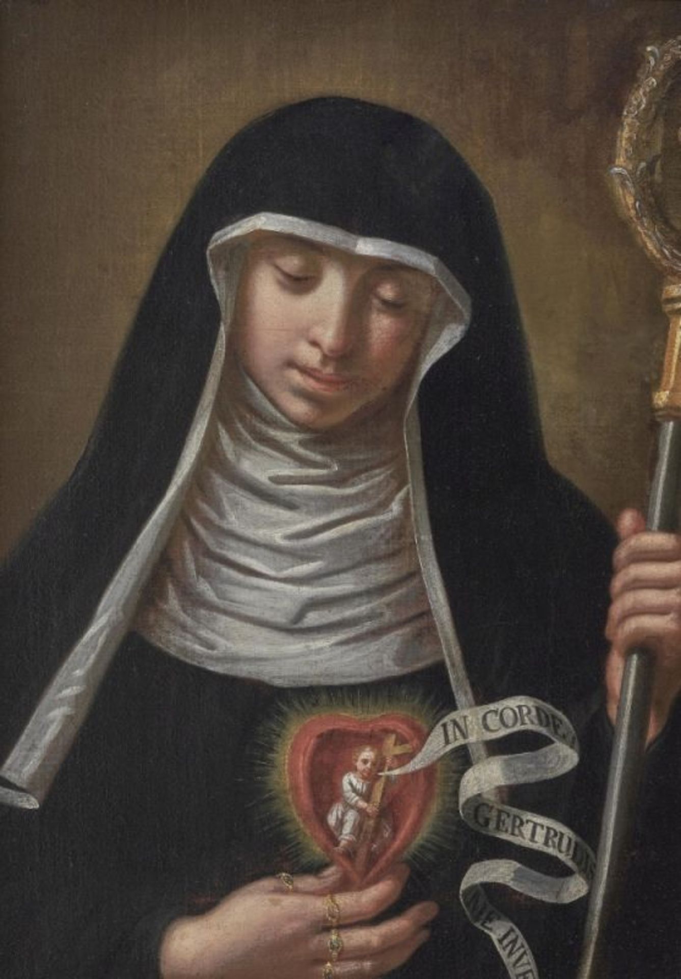 Italian School17th century Saint Gertrude of Helfta (1256-1301/02). Verso inscribed ''St Gertrudis