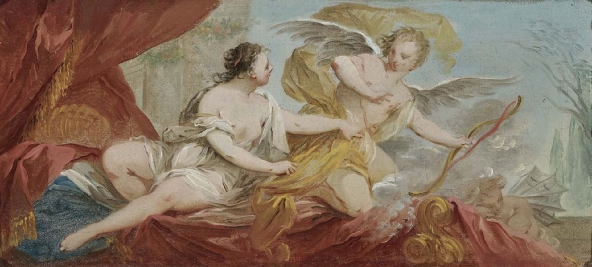 French School, mid-18th centuryCupid and Psyche Two paintings. Oil on canvas. Approximately 14.5 x