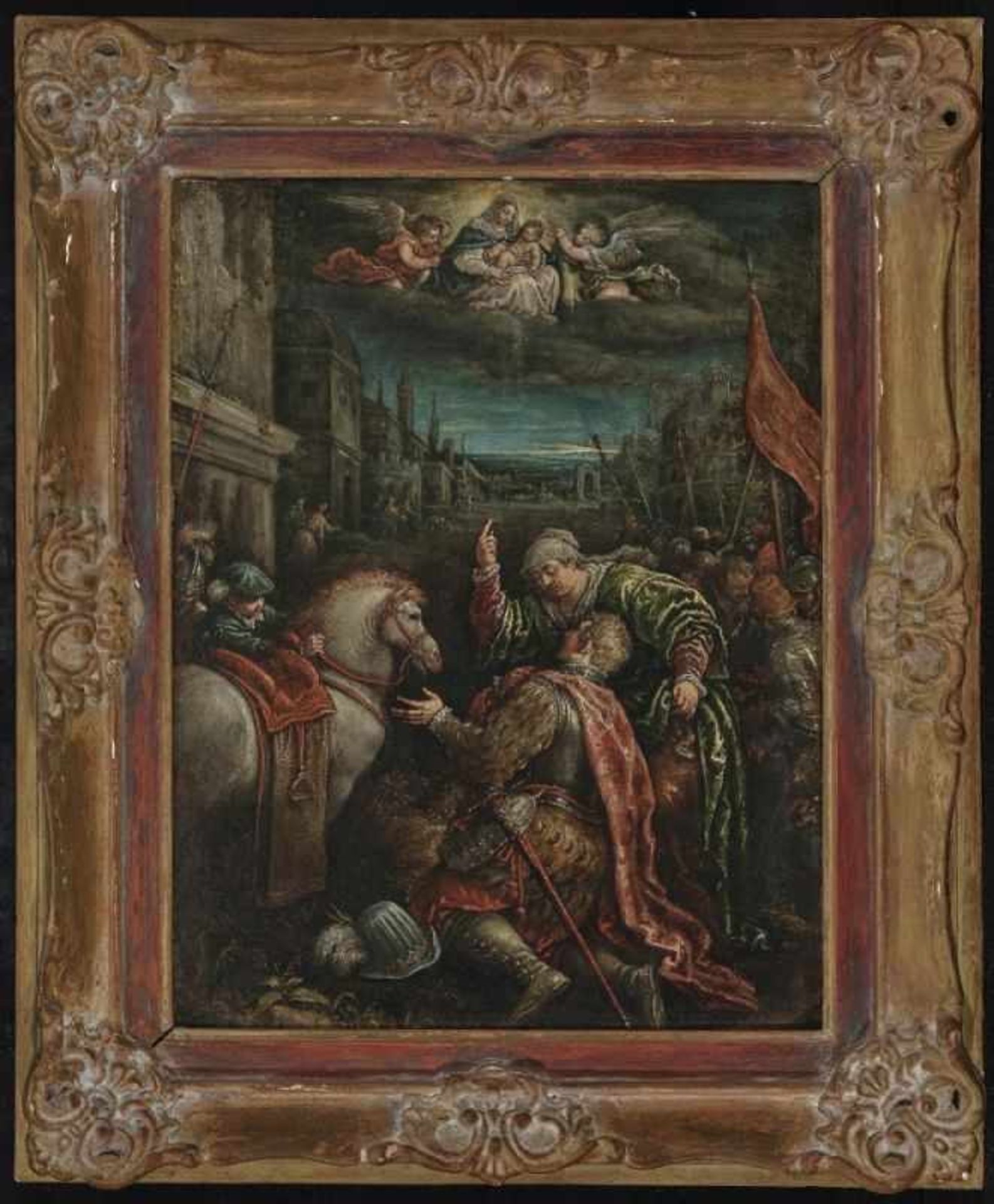 Venetian Schoollast quarter of the 16th century Madonna appears to a military commander Oil on - Bild 2 aus 2