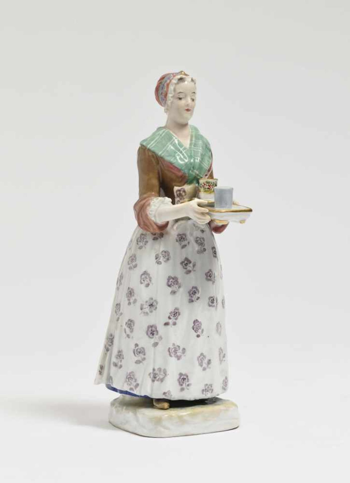 Viennese Chocolate GirlMeissen, 1910/1911 Porcelain. Polychrome and gold decoration. Blue