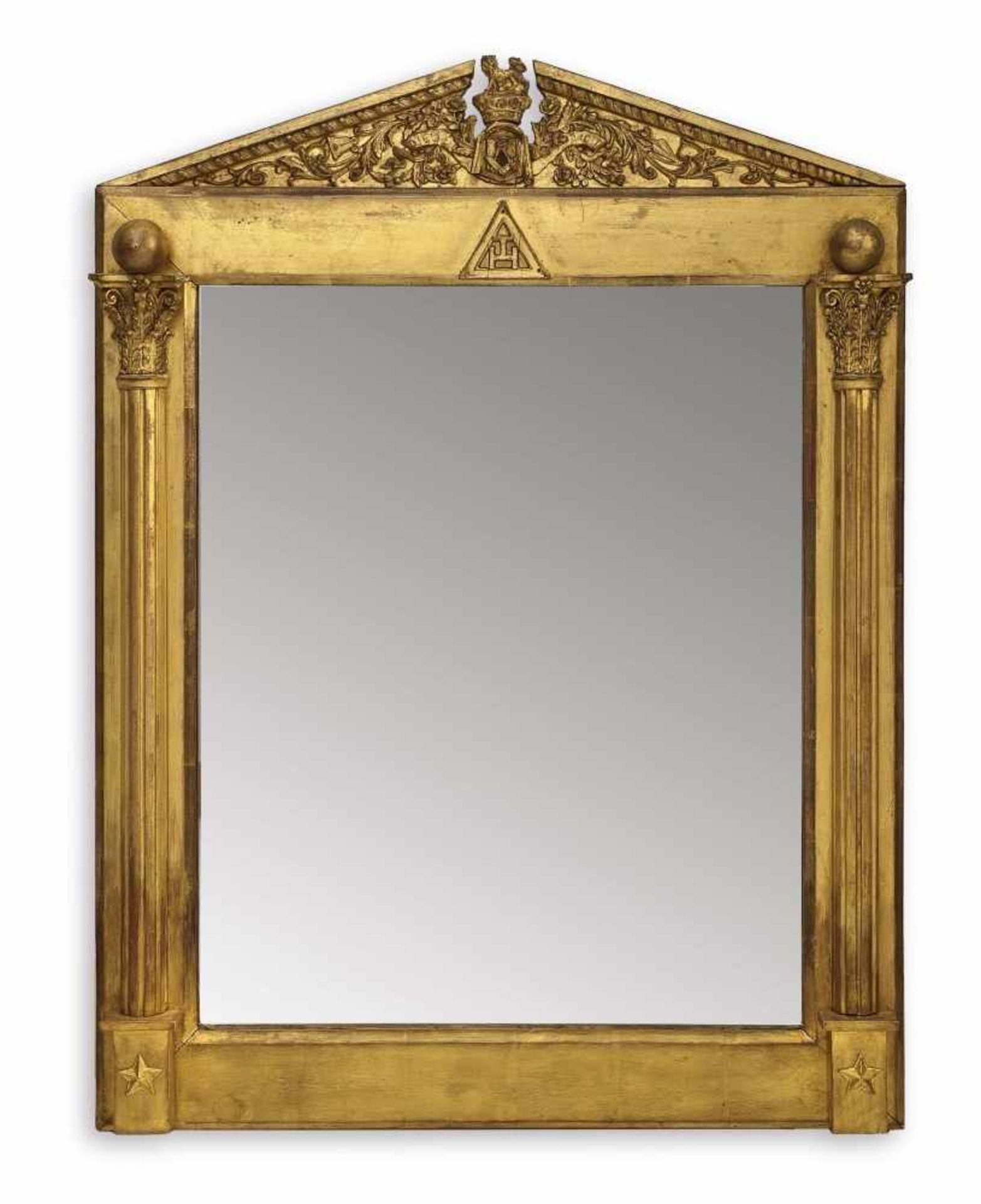 A mirrorEngland, mid-19th century Beechwood, carved, gold-plated and stucco. Signs of age. 76 x 56