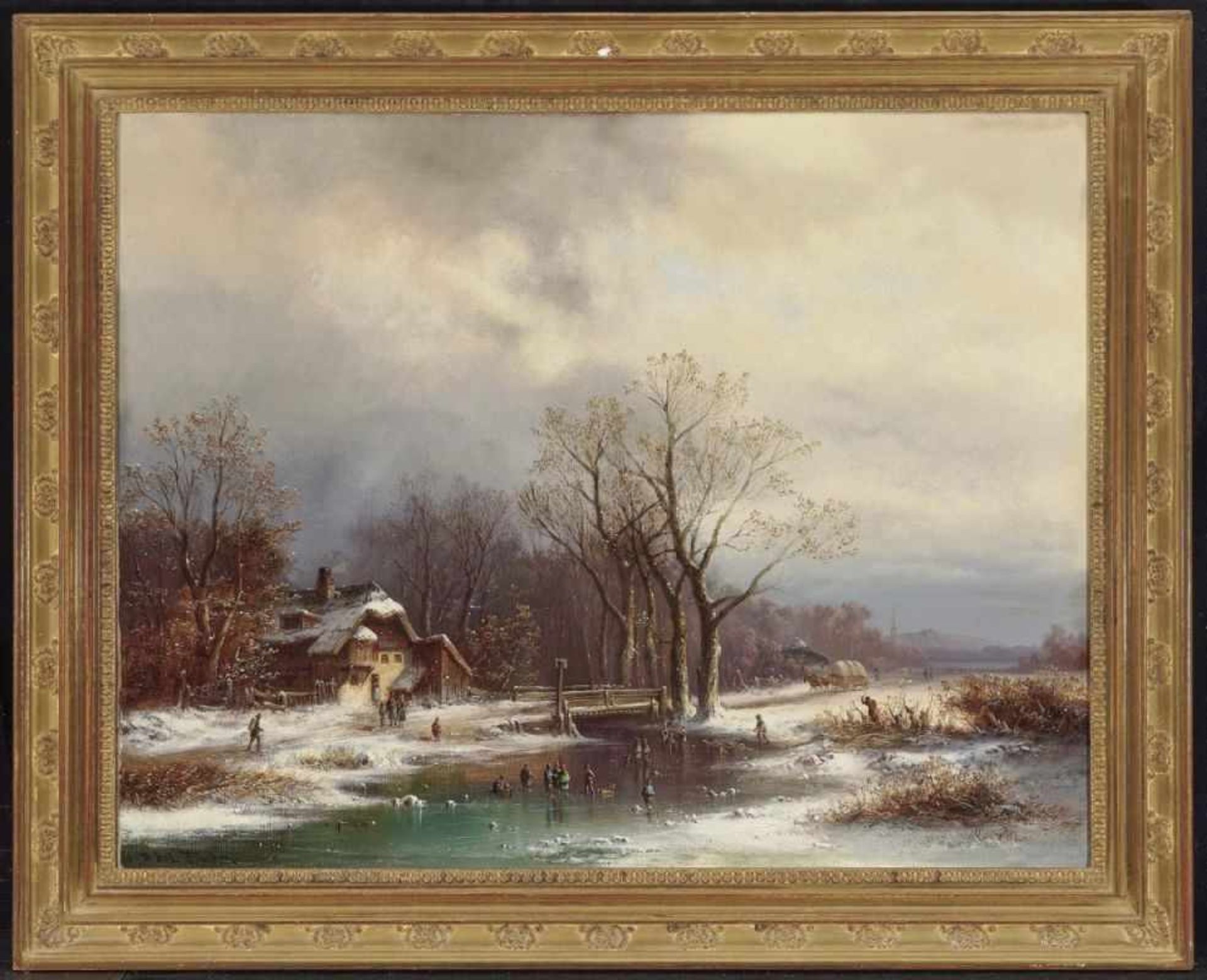 Doll, AntonA Large Village Winter Landscape Signed lower left and inscribed with place name - Bild 2 aus 2