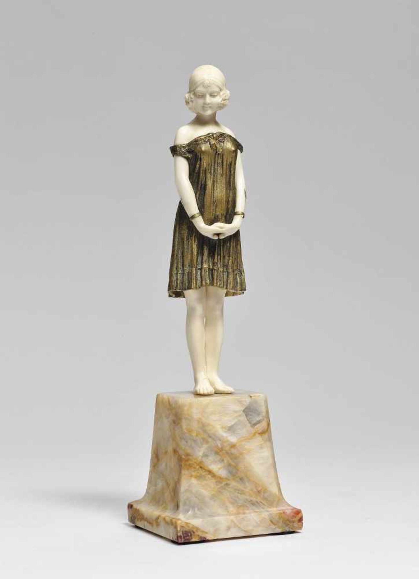 The InnocenceDemètre H. Chiparus, circa 1915 Bronze, patinated in gold. Ivory. Onyx base inscribed