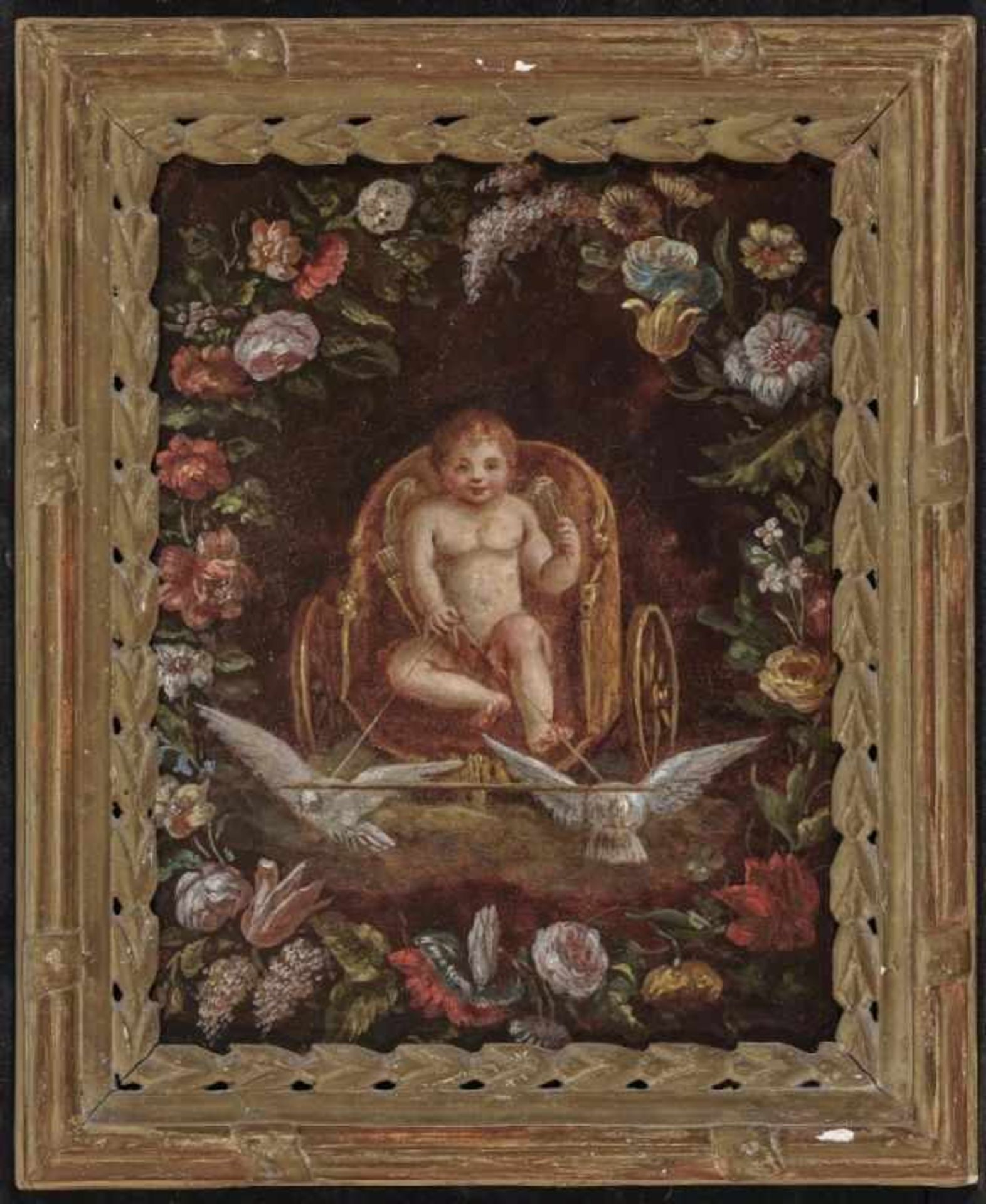 Flemish School, 17th centuryCupid Steering Venus' Chariot Oil on panel. 27 x 21.5 cm. Restored. - Bild 2 aus 2