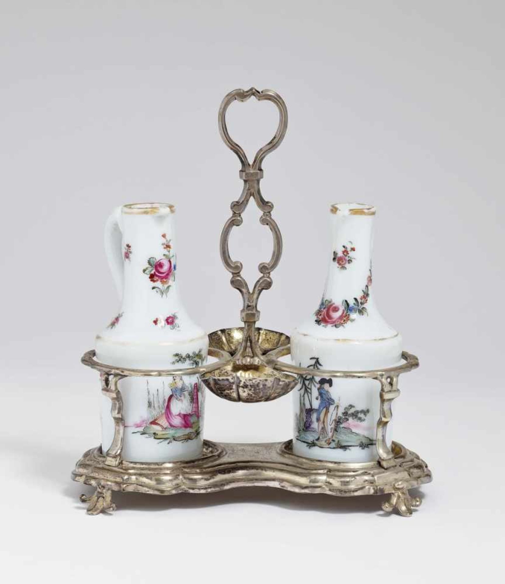 A cruet setAugsburg, 1724 - 1728, Lorenz I Betz Silver, partly gilt. Marks on base, holder and