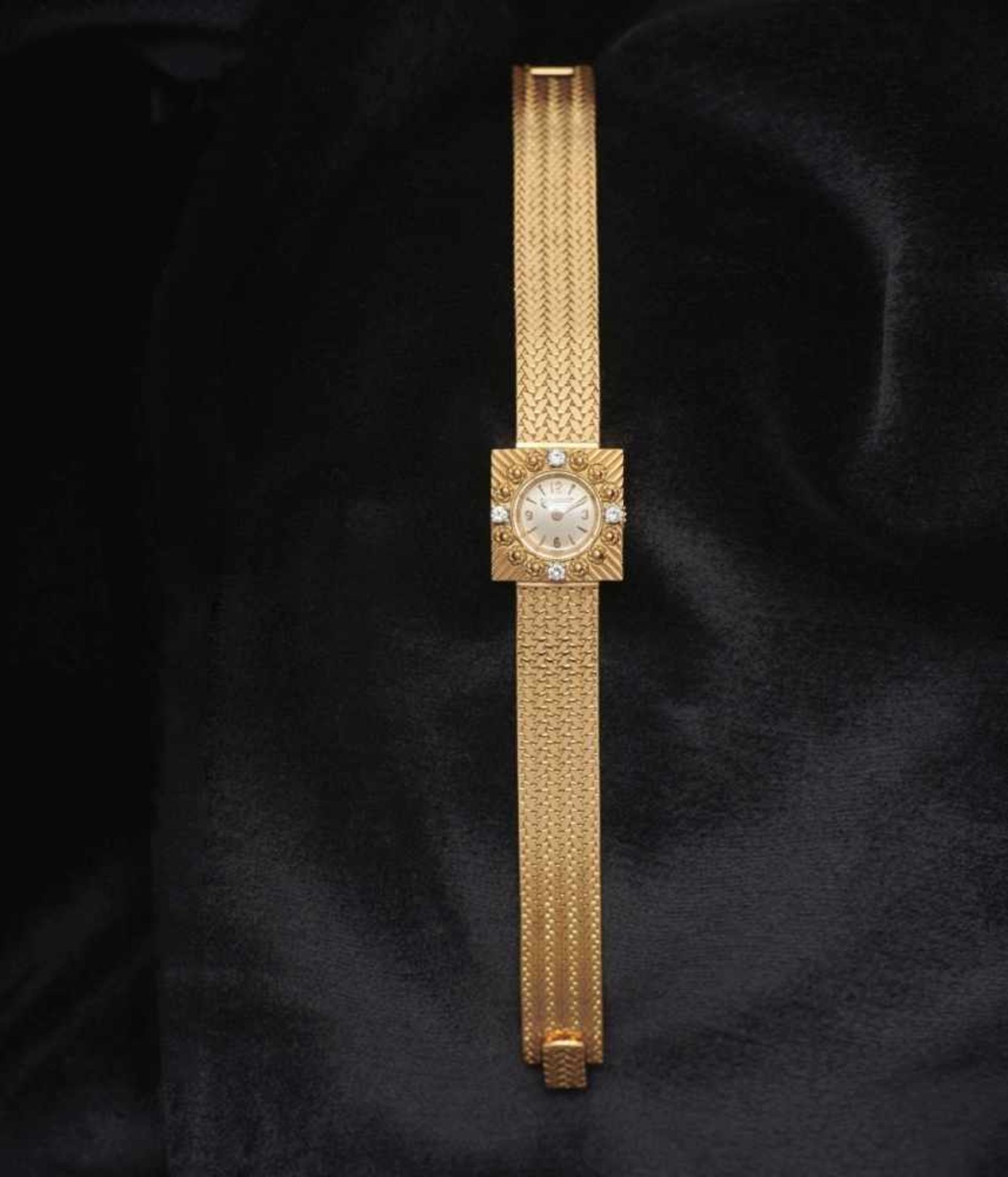 Diamond set Lady's Bracelet WatchGeneva, 1950s, JAEGER LECOULTRE 18K rose gold (750/-), stamped.