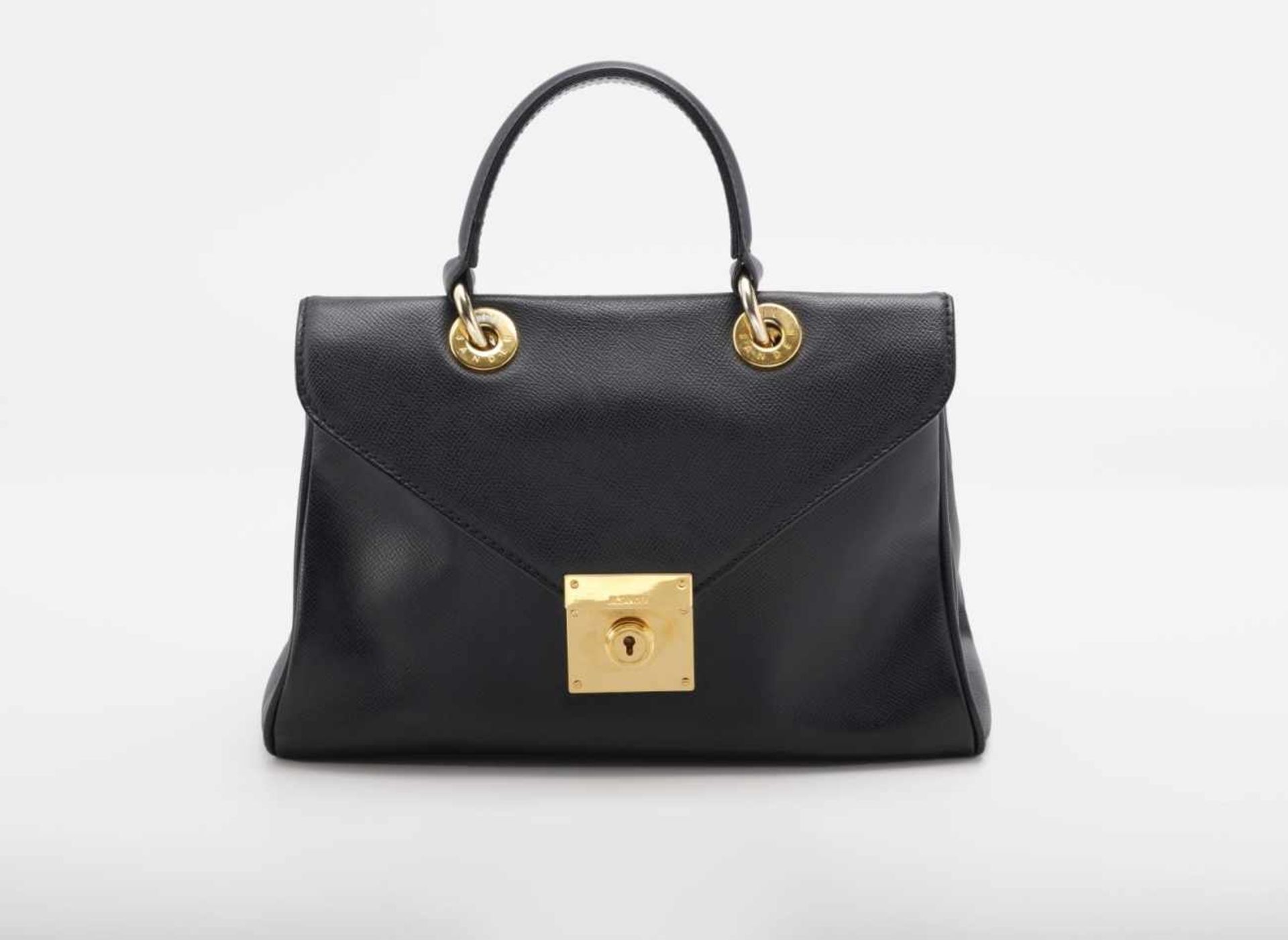 HandbagJil Sander, Hamburg Made 1988 - 1997 Dark blue embossed calf leather. Gold-tone metal