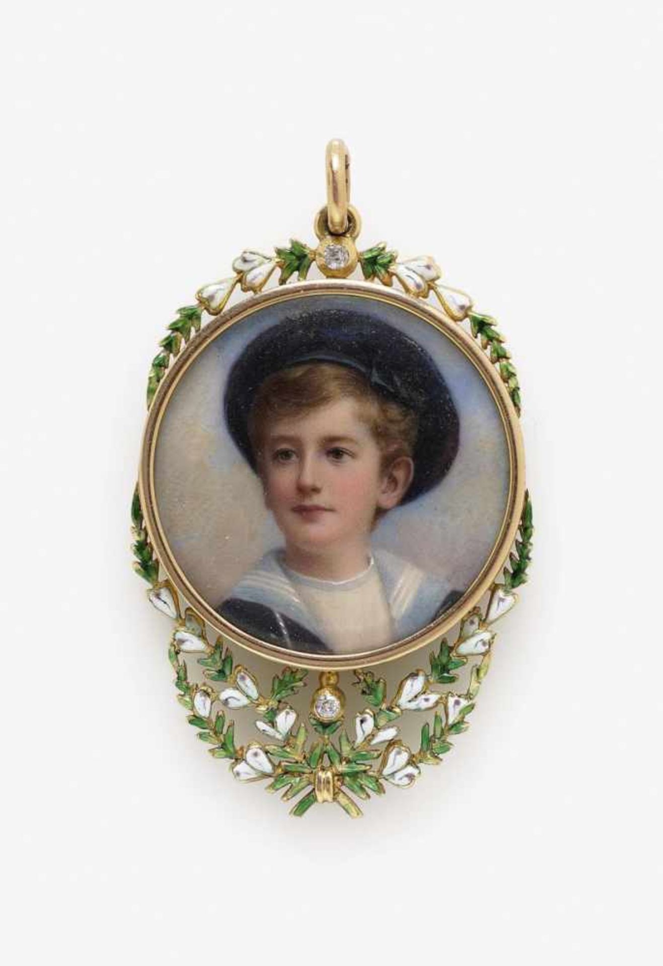 A Double-Sided Portrait Miniature PendantRussia, circa 1910-1912 18K gold (750/-), tested. 4 small - Bild 2 aus 2