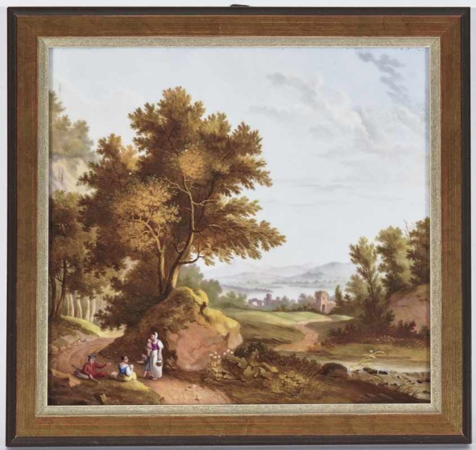 On Lake GenevaPorcelain image. Probably after a painting by Frédéric Frégevize (1770 - 1849). - Bild 2 aus 2